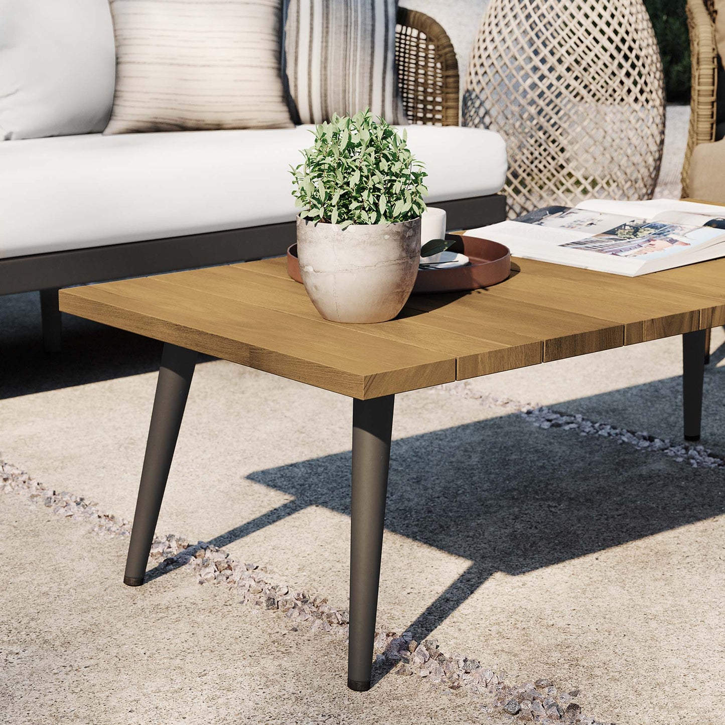 Modway Outlet Meadow Outdoor Patio Teak Wood Coffee Table by Modway Outdoor Furniture Furniture Natural Taupe - EEI-4992-NAT-TAU