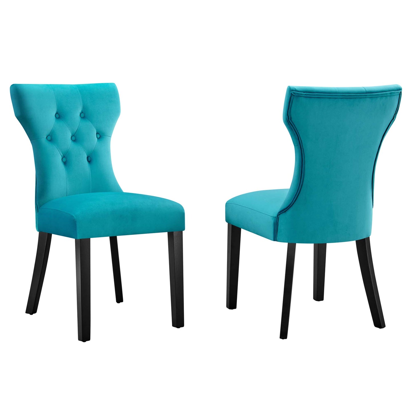 Modway Outlet Silhouette Performance Velvet Dining Chairs Set of 2 by Modway Bar and Dining Furniture Blue - EEI-5014-BLU