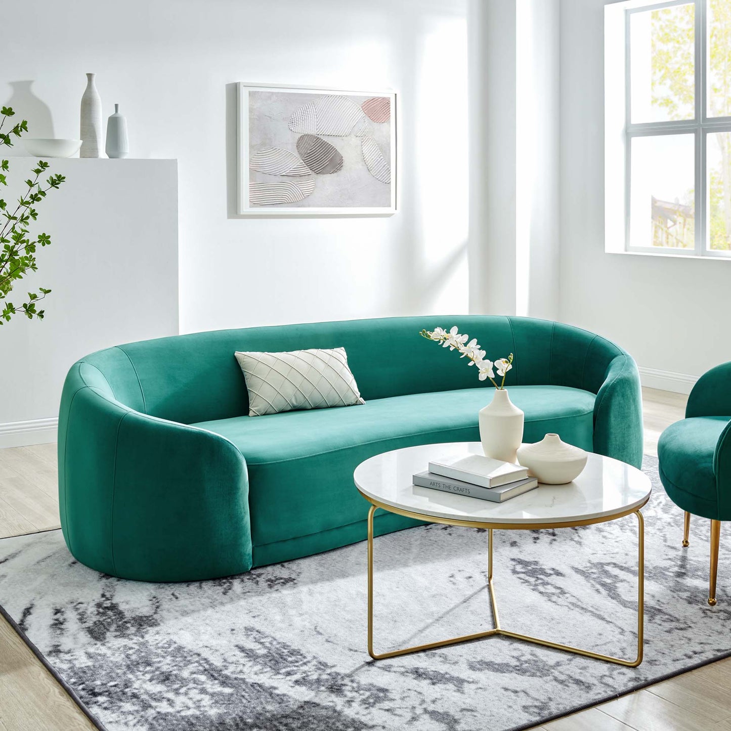Modway Outlet Contessa Performance Velvet Sofa by Modway Living Room Furniture Teal - EEI-5018-TEA