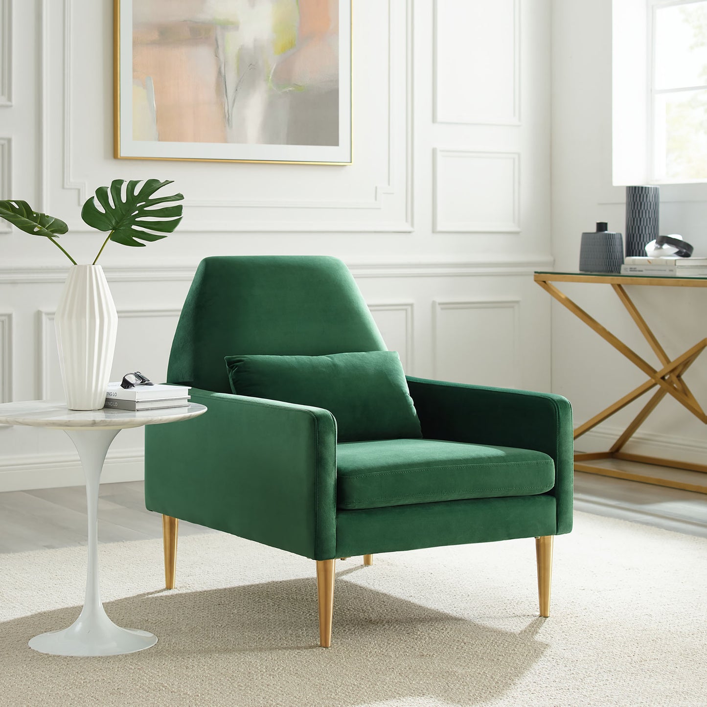 Modway Outlet Liliana Performance Velvet Armchair by Modway Living Room Furniture Emerald - EEI-5021-EME