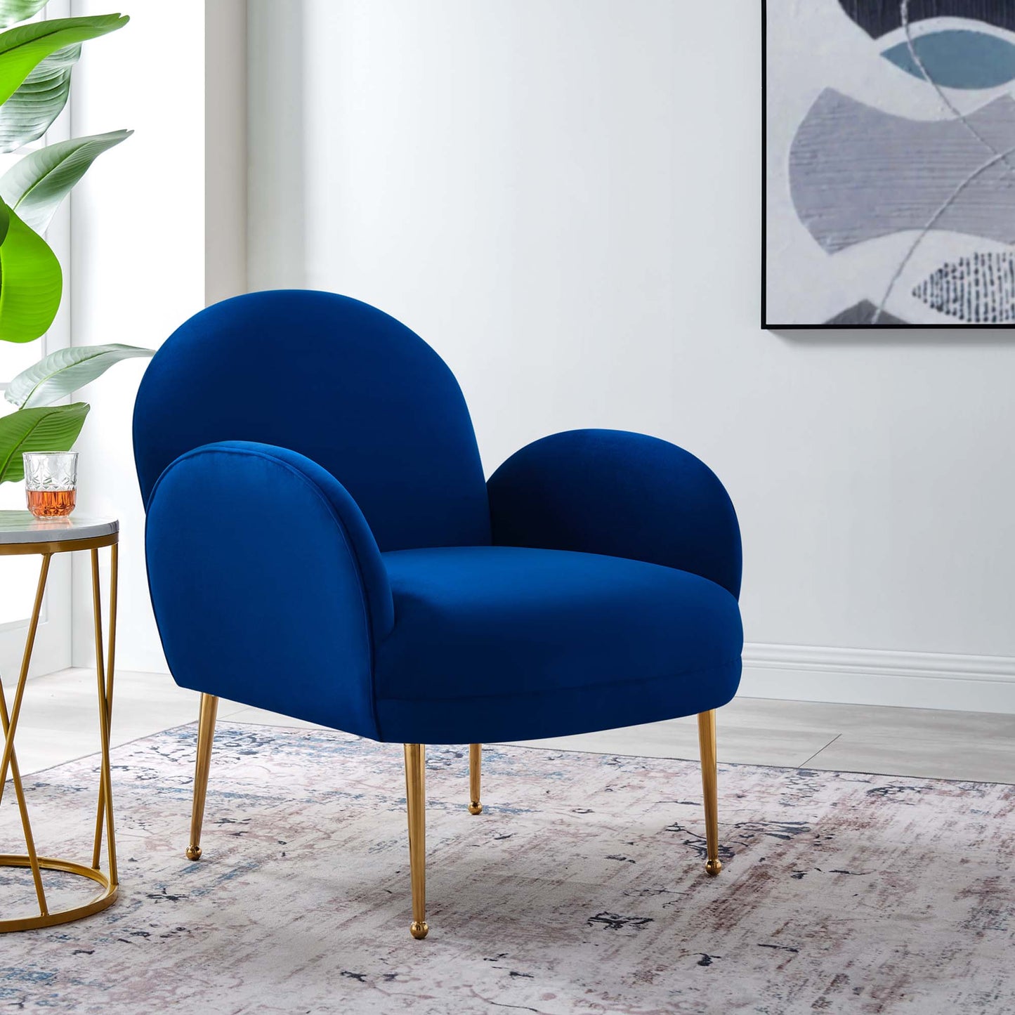 Modway Outlet Transcend Performance Velvet Armchair by Modway Living Room Furniture Navy - EEI-5026-NAV