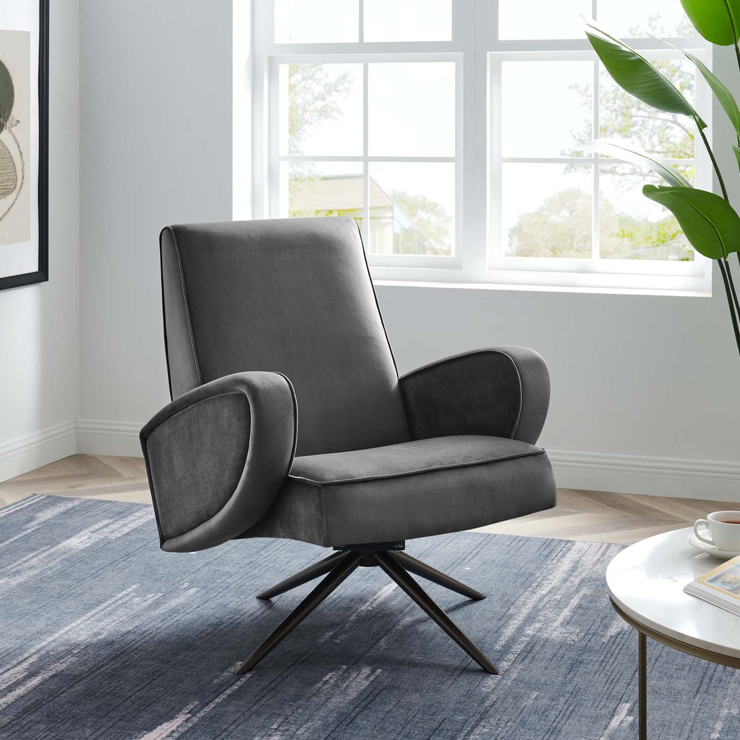 Modway Outlet Superior Performance Velvet Swivel Chair by Modway Living Room Furniture Gray - EEI-5027-GRY