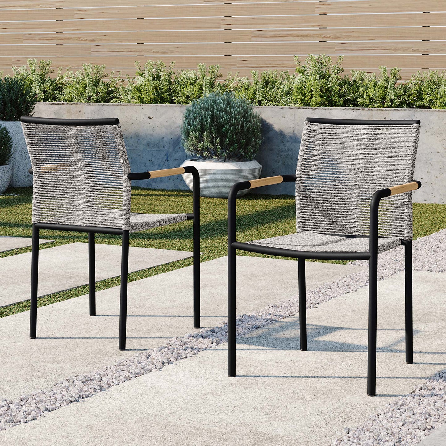 Modway - Serenity Outdoor Patio Armchairs Set of 2 by Modway Outdoor Furniture Bar and Dining Gray - EEI-5036-LGR