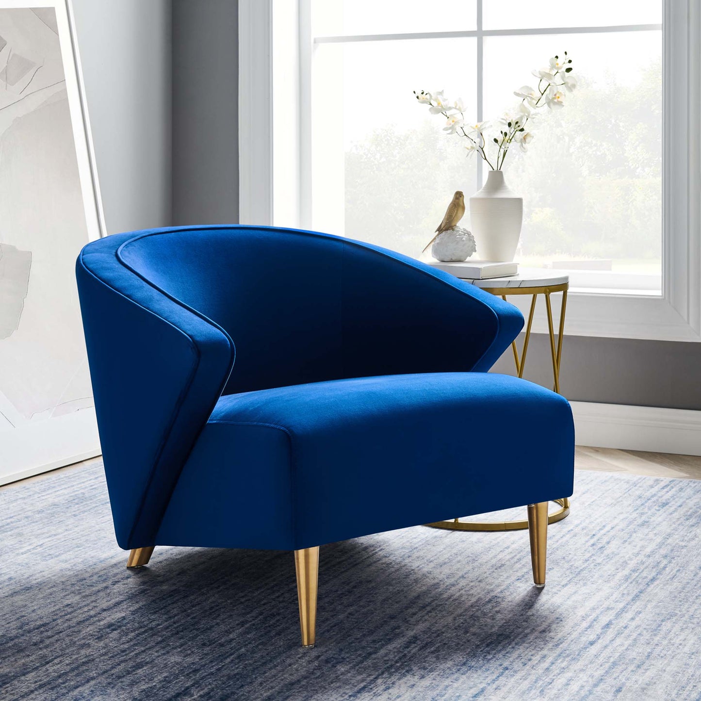 Modway Outlet Odyssey Performance Velvet Armchair by Modway Living Room Furniture Navy - EEI-5038-NAV