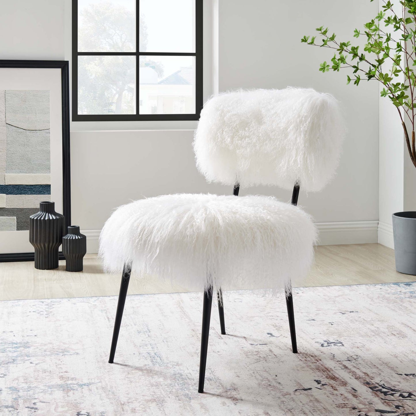 Modway Outlet Skylar Sheepskin Chair by Modway Living Room Furniture White - EEI-5039-WHI
