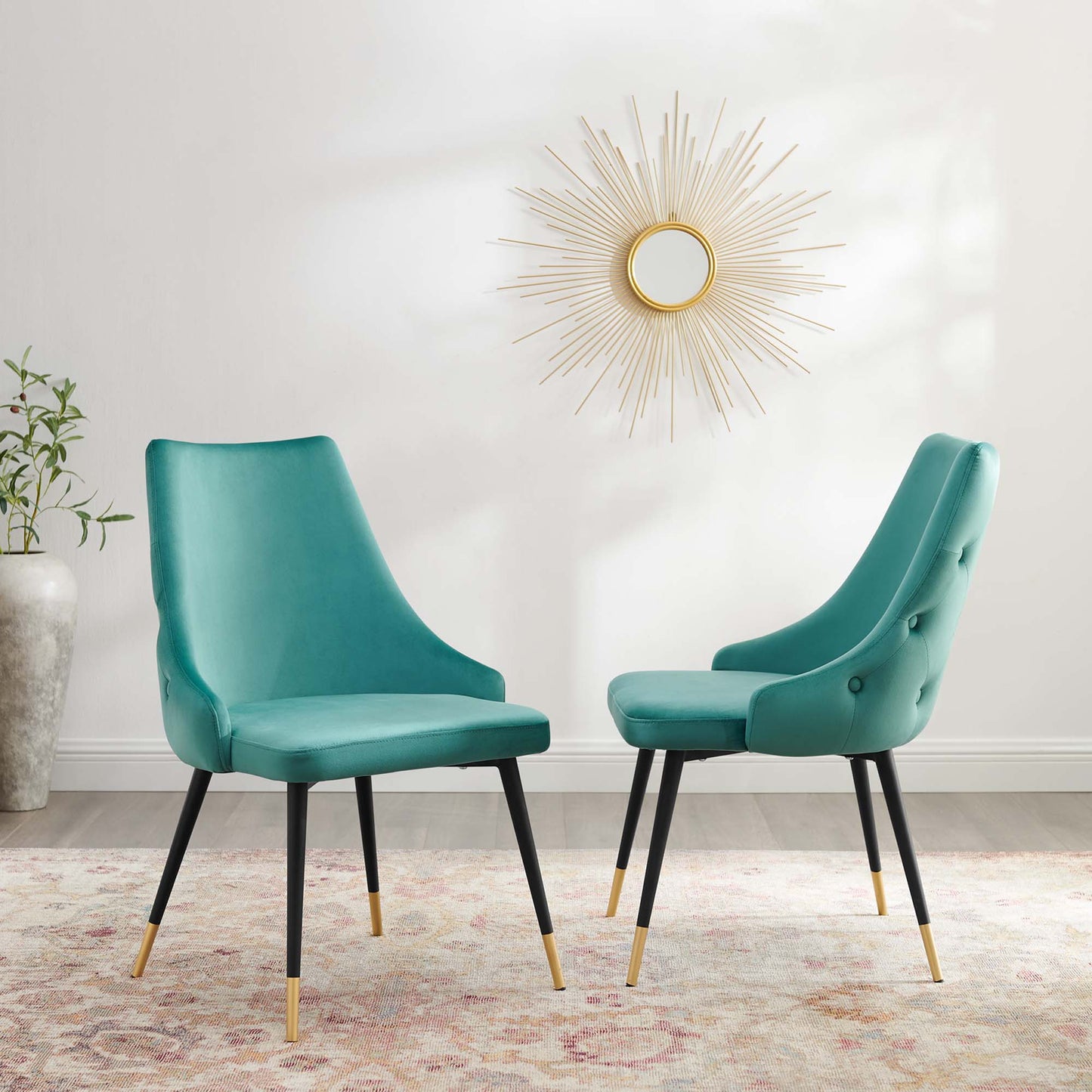 Modway Outlet Adorn Performance Velvet Dining Side Chair Set of 2 by Modway Bar and Dining Furniture Teal - EEI-5043-TEA