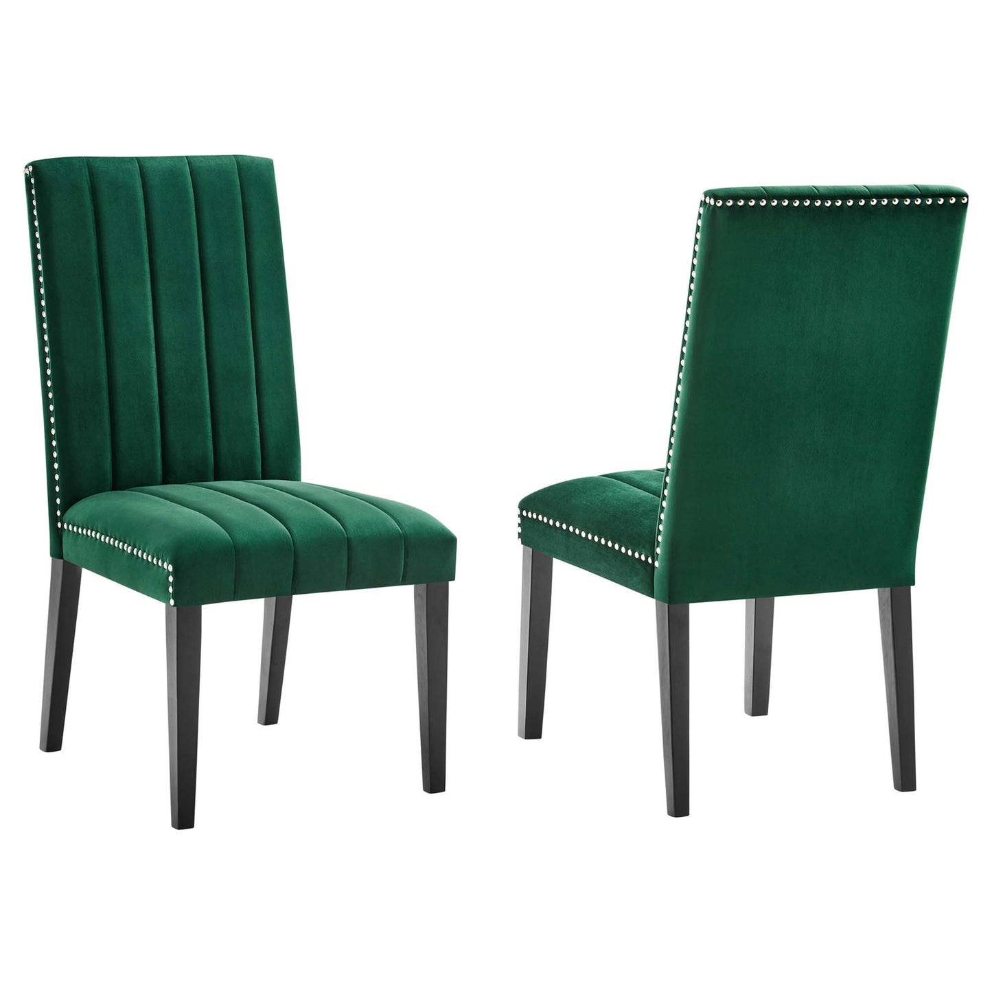 Modway Outlet Catalyst Performance Velvet Dining Side Chairs Set of 2 by Modway Bar and Dining Furniture Green - EEI-5081-GRN