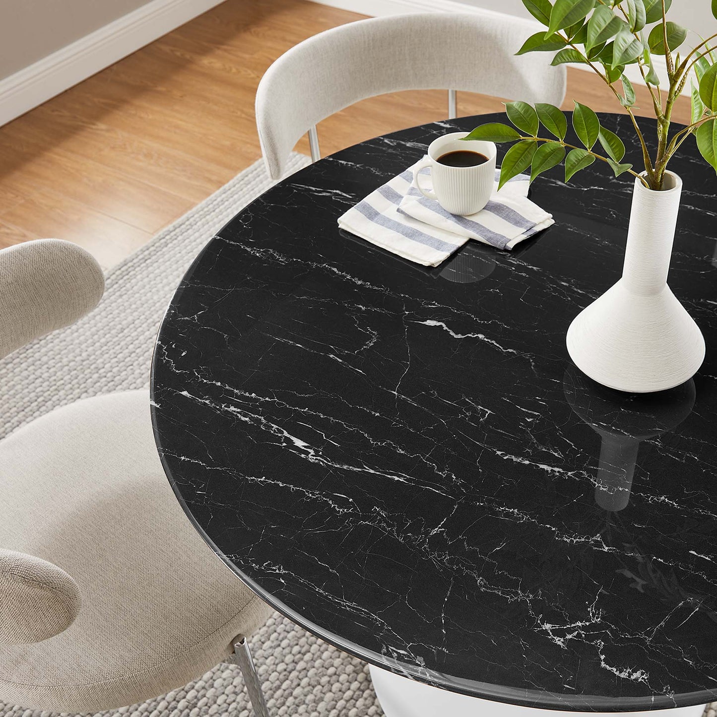 Modway - Lippa 40" Round Faux Marble Dining Table by Modway Bar and Dining Bar and Dining Tables Black - EEI-5181-WHI-BLK