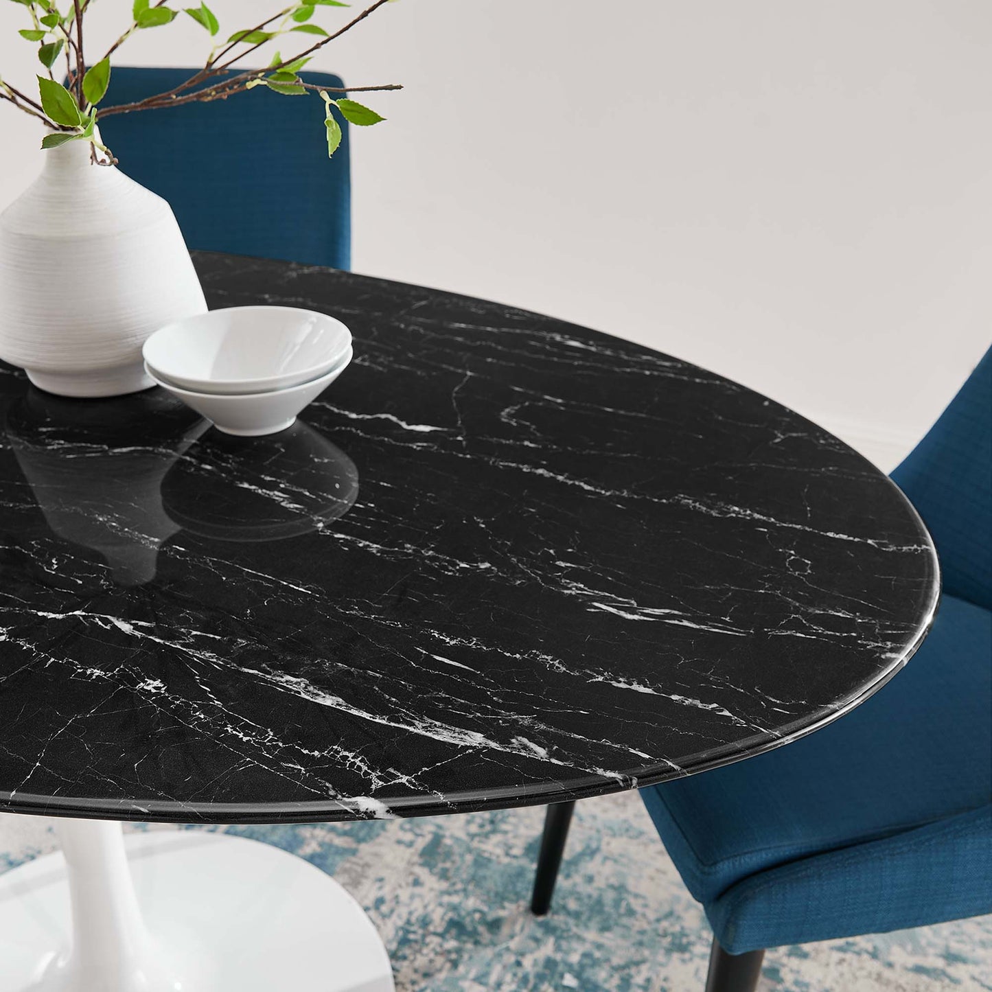 Modway - Lippa 60" Oval Faux Marble Dining Table by Modway Bar and Dining Bar and Dining Tables Black - EEI-5186-WHI-BLK