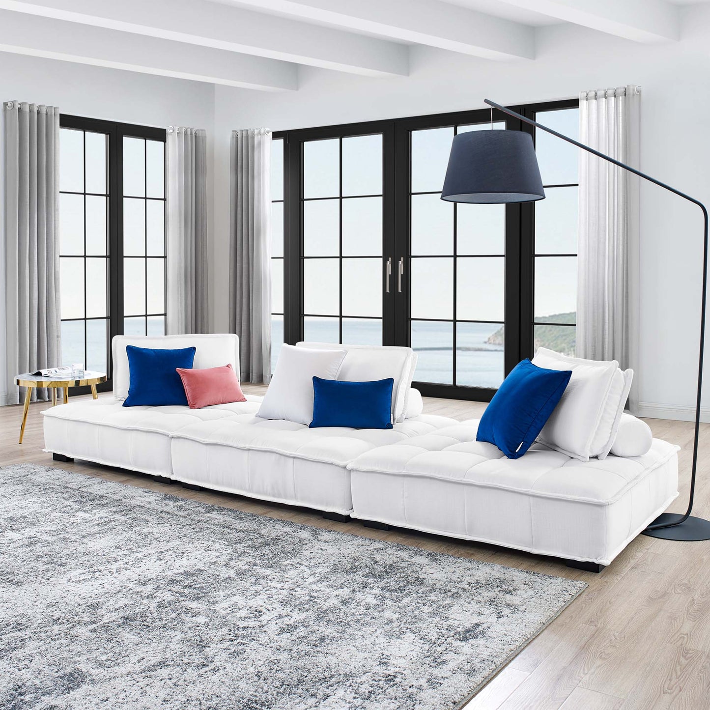 Modway Outlet Saunter 3-Piece Tufted Fabric Fabric Sofa by Modway Living Room Furniture White - EEI-5206-WHI