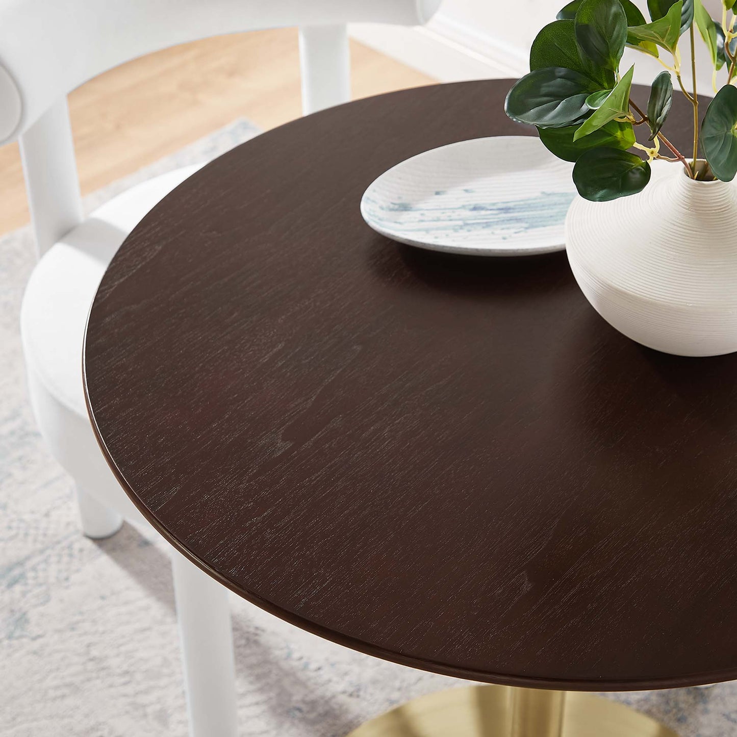 Modway - Lippa 28" Round Wood Dining Table by Modway Bar and Dining Bar and Dining Tables Brown - EEI-5212-GLD-CHE