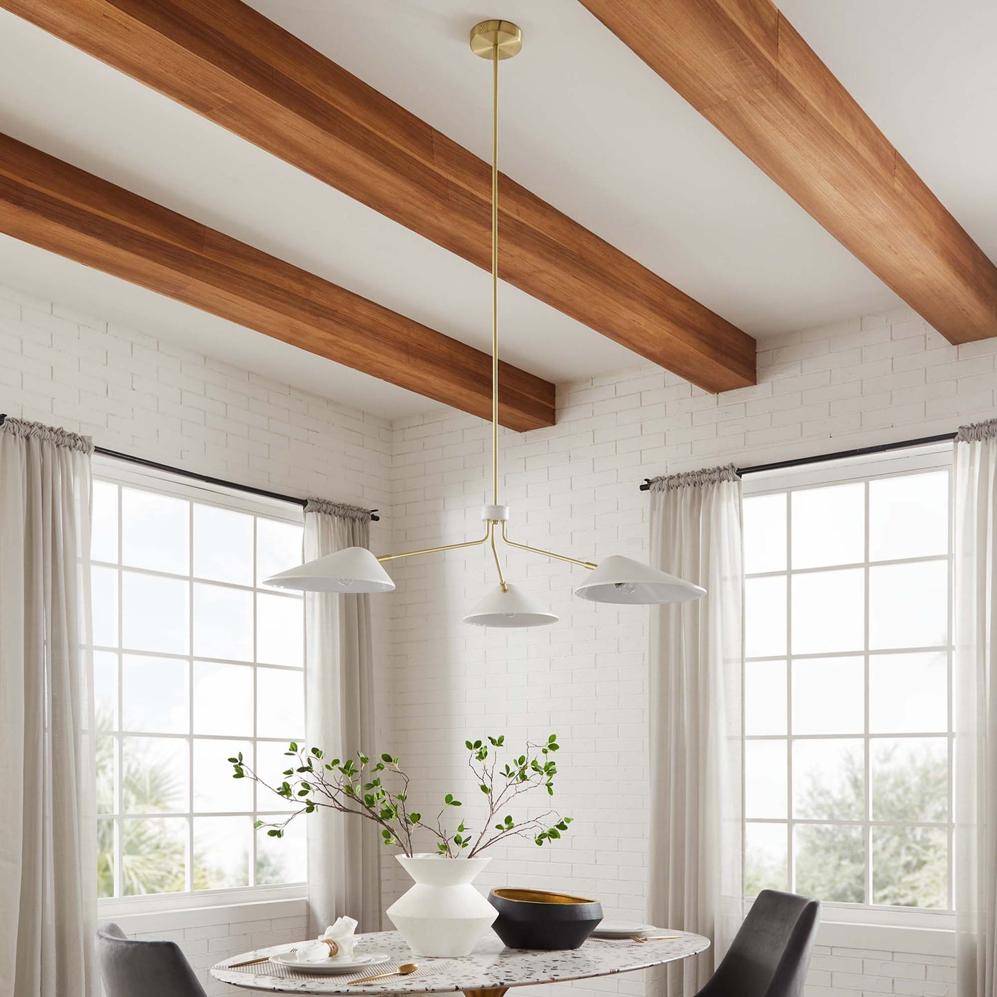 Modway Outlet Journey 3-Light 14" Arm Pendant by Modway Lighting Lighting White - EEI-5297-WHI
