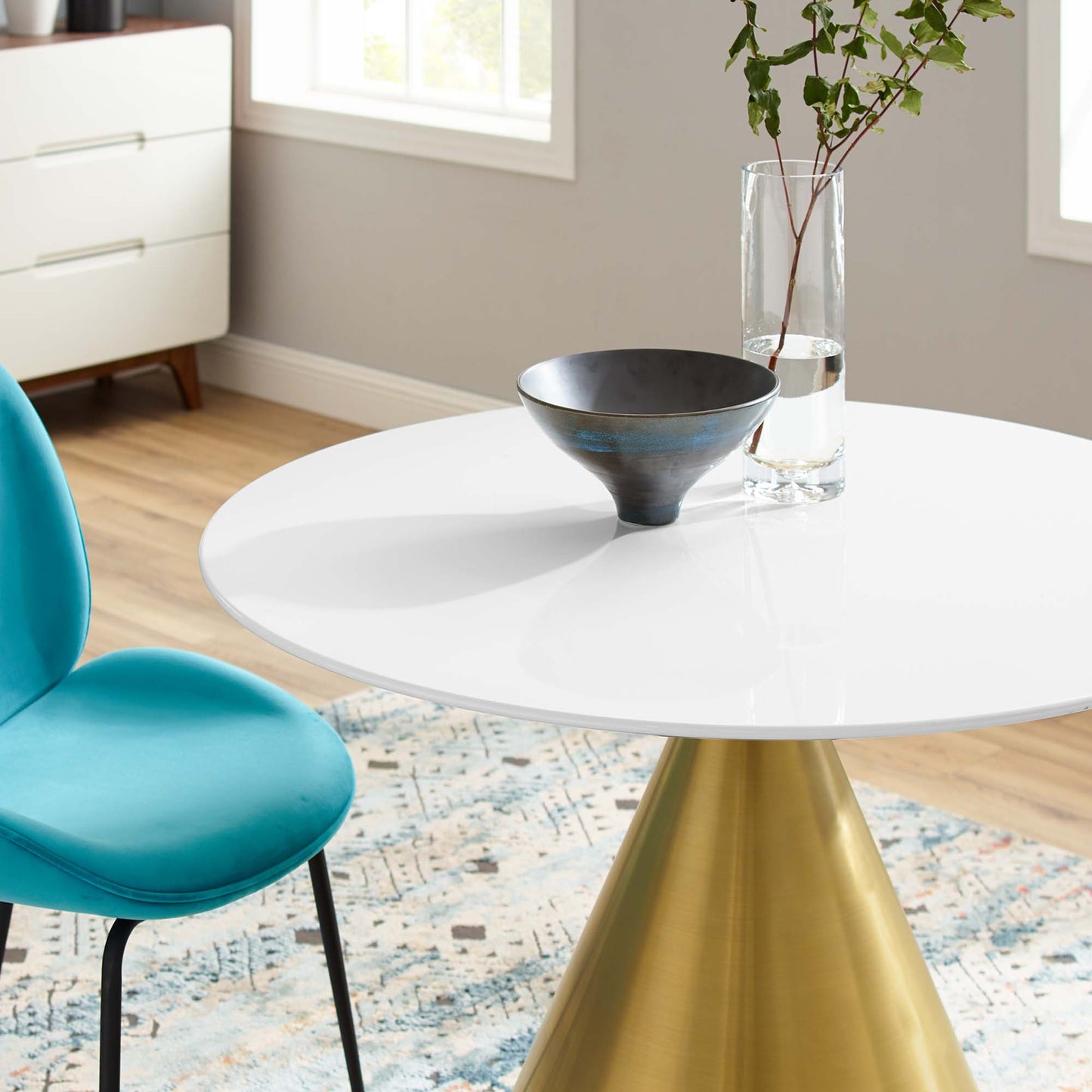 Modway Outlet Tupelo 40" Dining Table by Modway Bar and Dining Furniture Gold White - EEI-5332-GLD-WHI