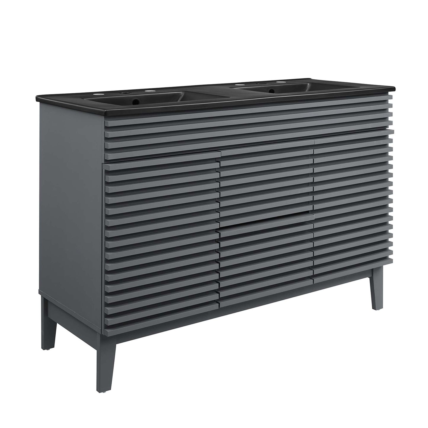 Modway Outlet Render 48" Double Sink Bathroom Vanity by Modway Bathroom Furniture Gray Black - EEI-5381-GRY-BLK