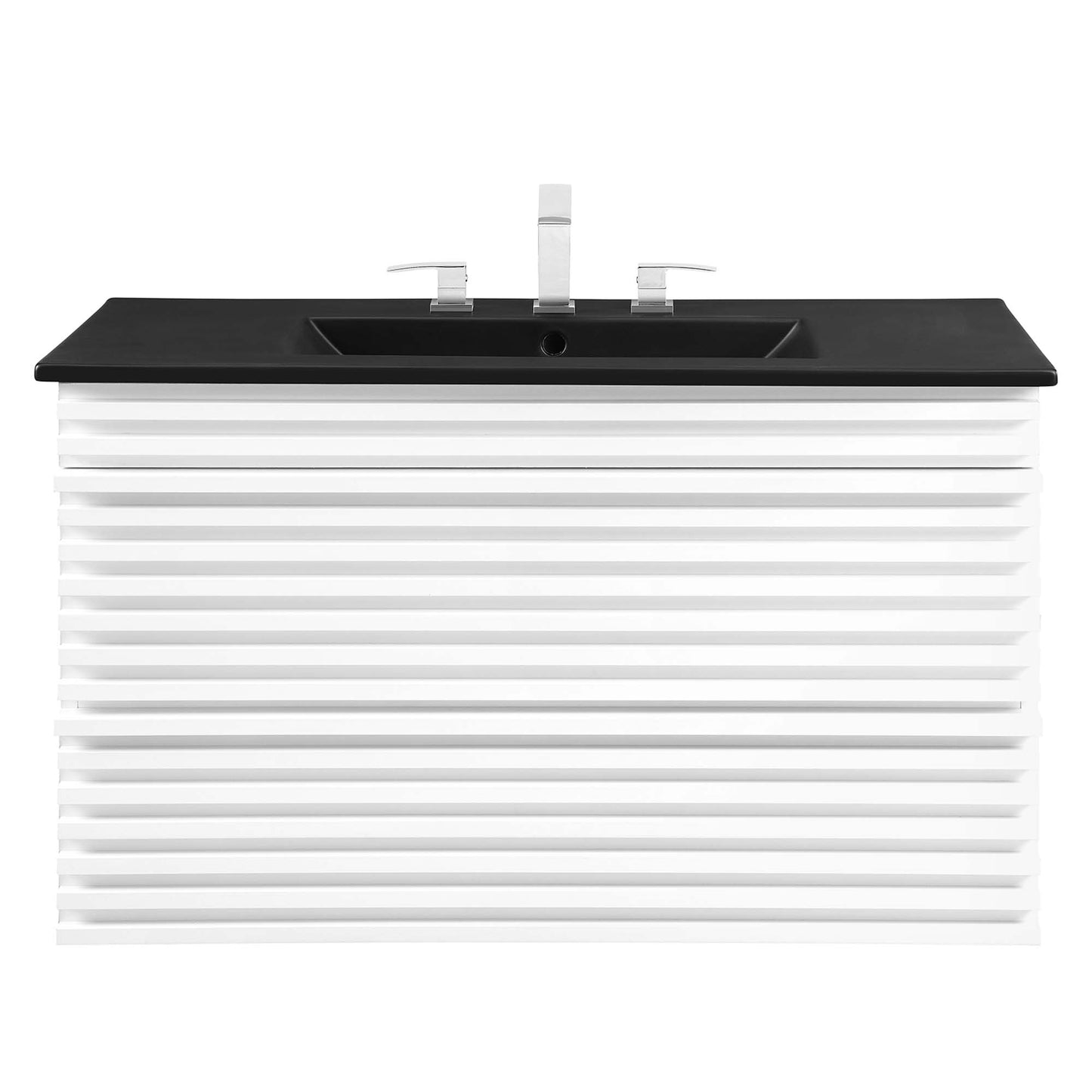 Modway Outlet Render 36" Wall-Mount Bathroom Vanity by Modway Bathroom Furniture White Black - EEI-5395-WHI-BLK