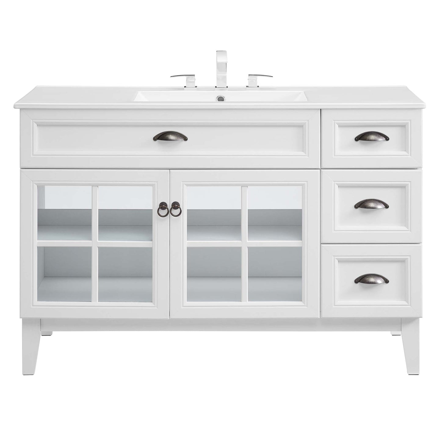 Modway Outlet Isle 48" Bathroom Vanity Cabinet by Modway Bathroom Furniture White White - EEI-5427-WHI-WHI