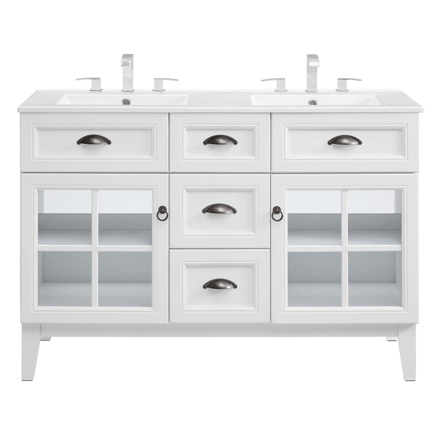 Modway - Isle 48" Double Bathroom Vanity Cabinet by Modway Bathroom Vanities White - EEI-5428-WHI-WHI