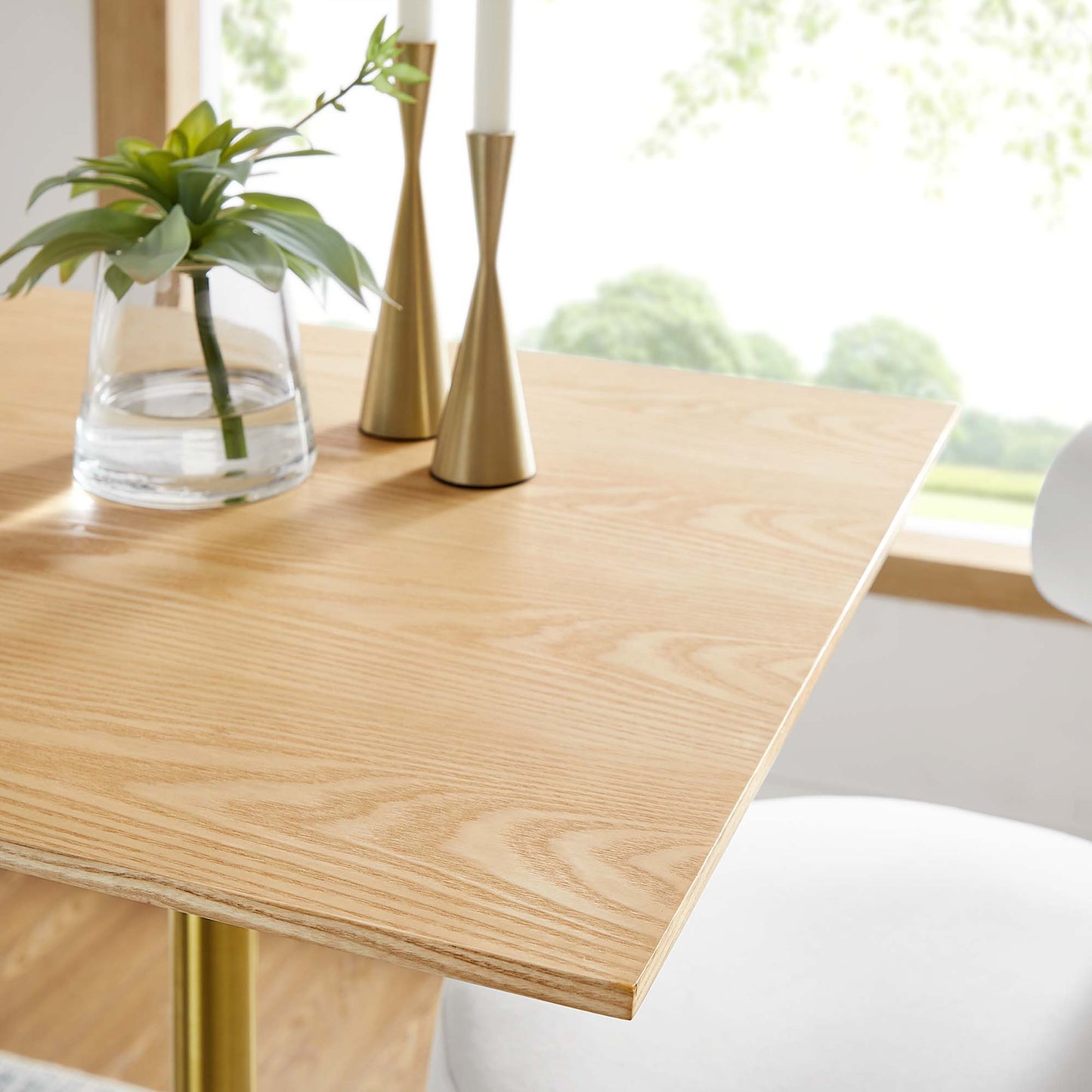 Modway Outlet Lippa 28" Square Wood Bar Table by Modway Bar and Dining Furniture Gold Natural - EEI-5532-GLD-NAT