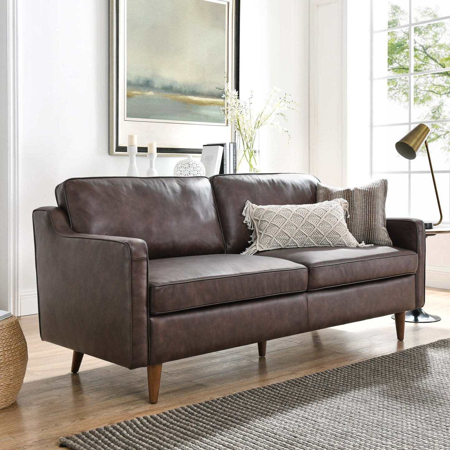 Modway - Impart Genuine Leather Sofa by Modway Living Room Sofas and Armchairs Brown - EEI-5553-BRN