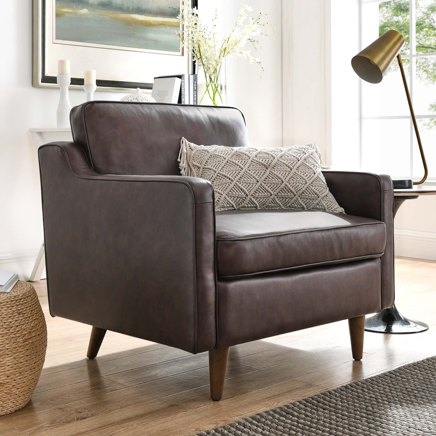 Modway - Impart Genuine Leather Armchair by Modway Living Room Sofas and Armchairs Brown - EEI-5555-BRN