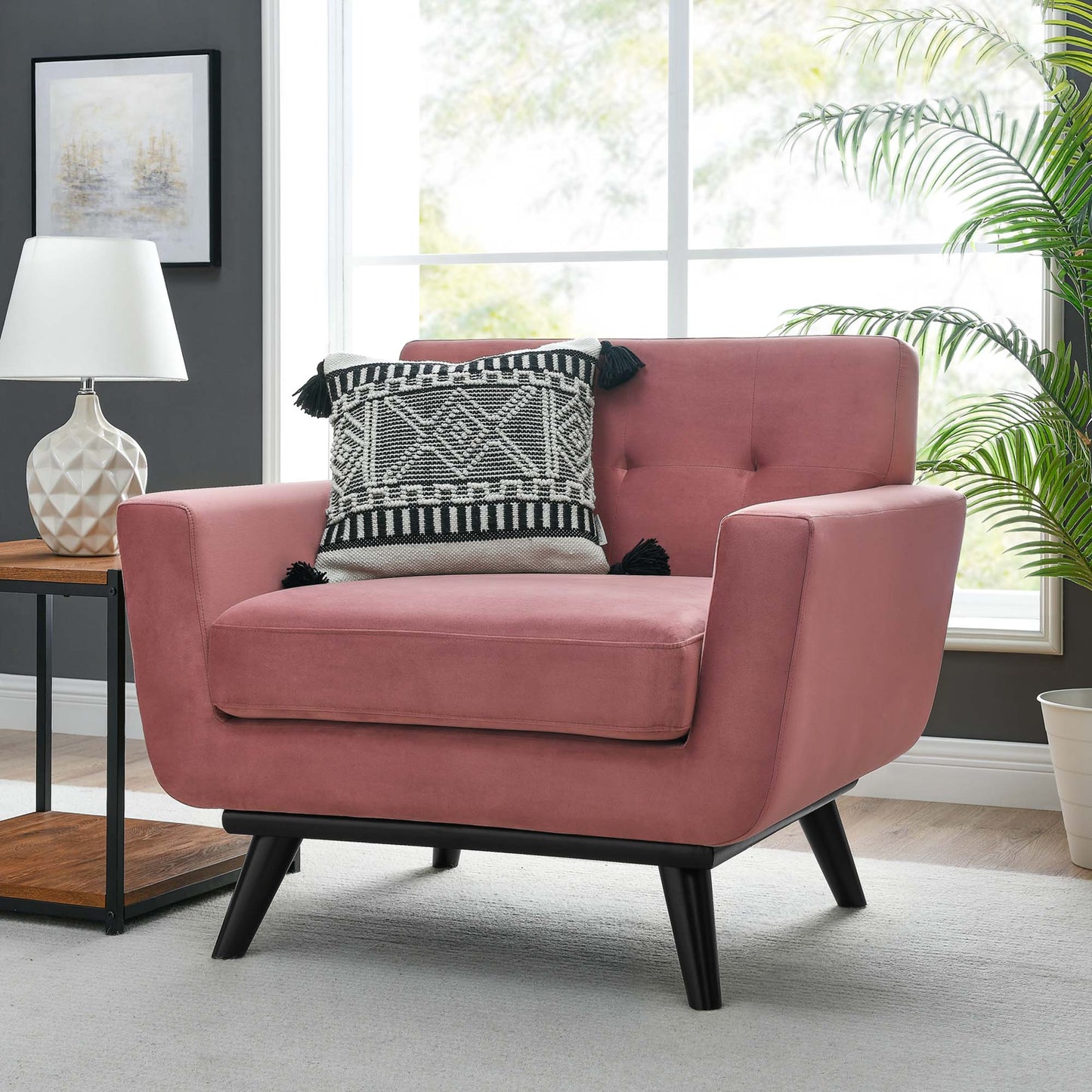 Modway Outlet Engage Performance Velvet Armchair by Modway Living Room Furniture Dusty Rose - EEI-5598-DUS