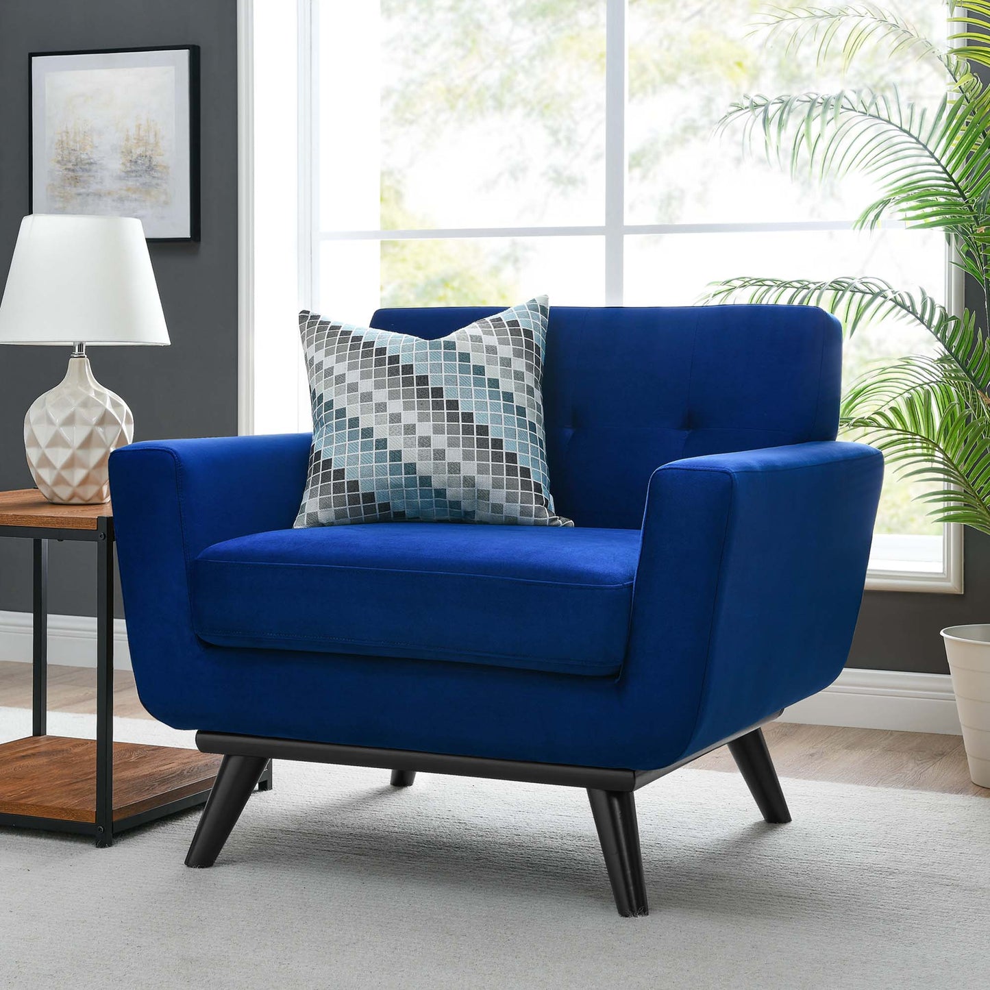 Modway Outlet Engage Performance Velvet Armchair by Modway Living Room Furniture Navy - EEI-5598-NAV