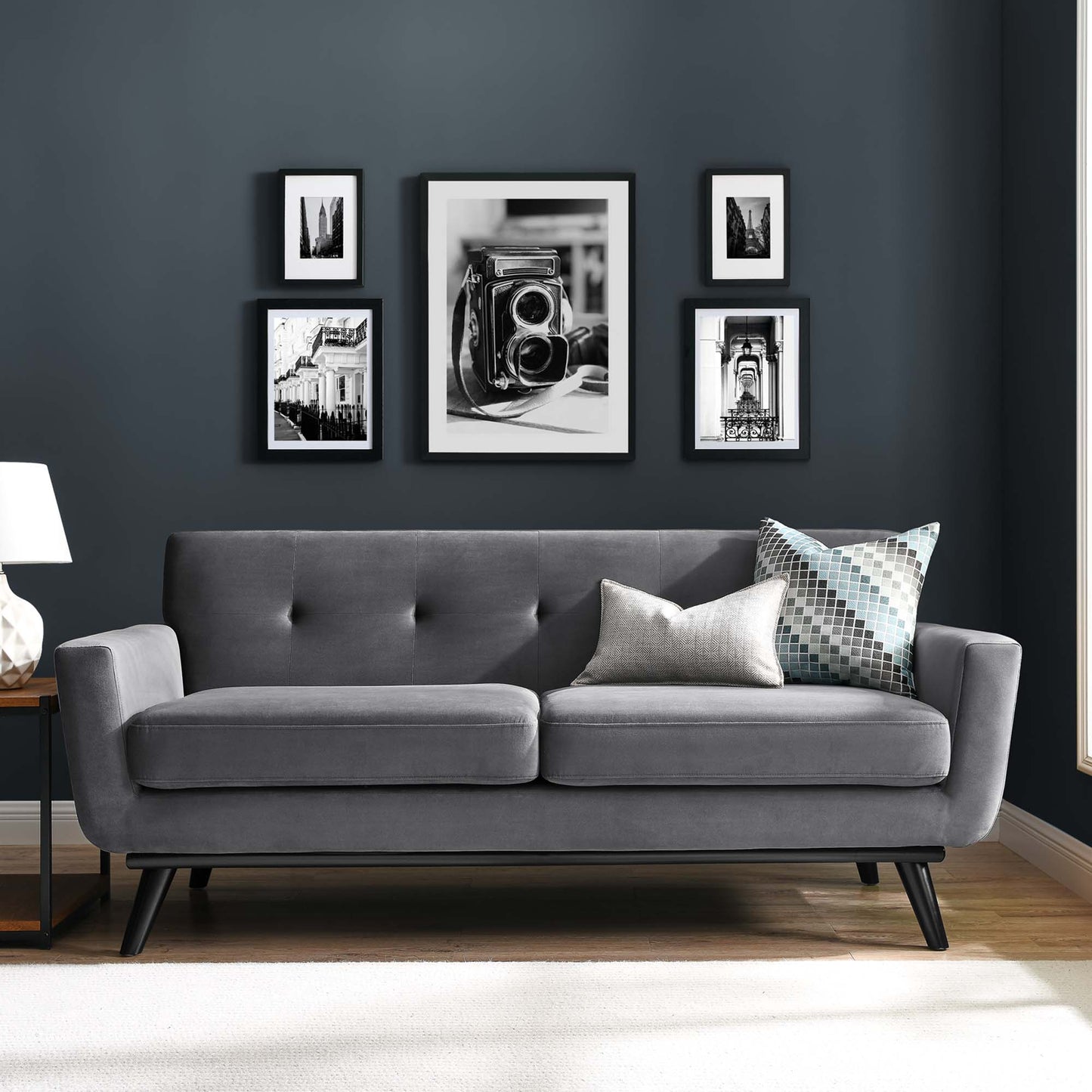 Modway Outlet Engage Performance Velvet Loveseat by Modway Living Room Furniture Gray - EEI-5599-GRY