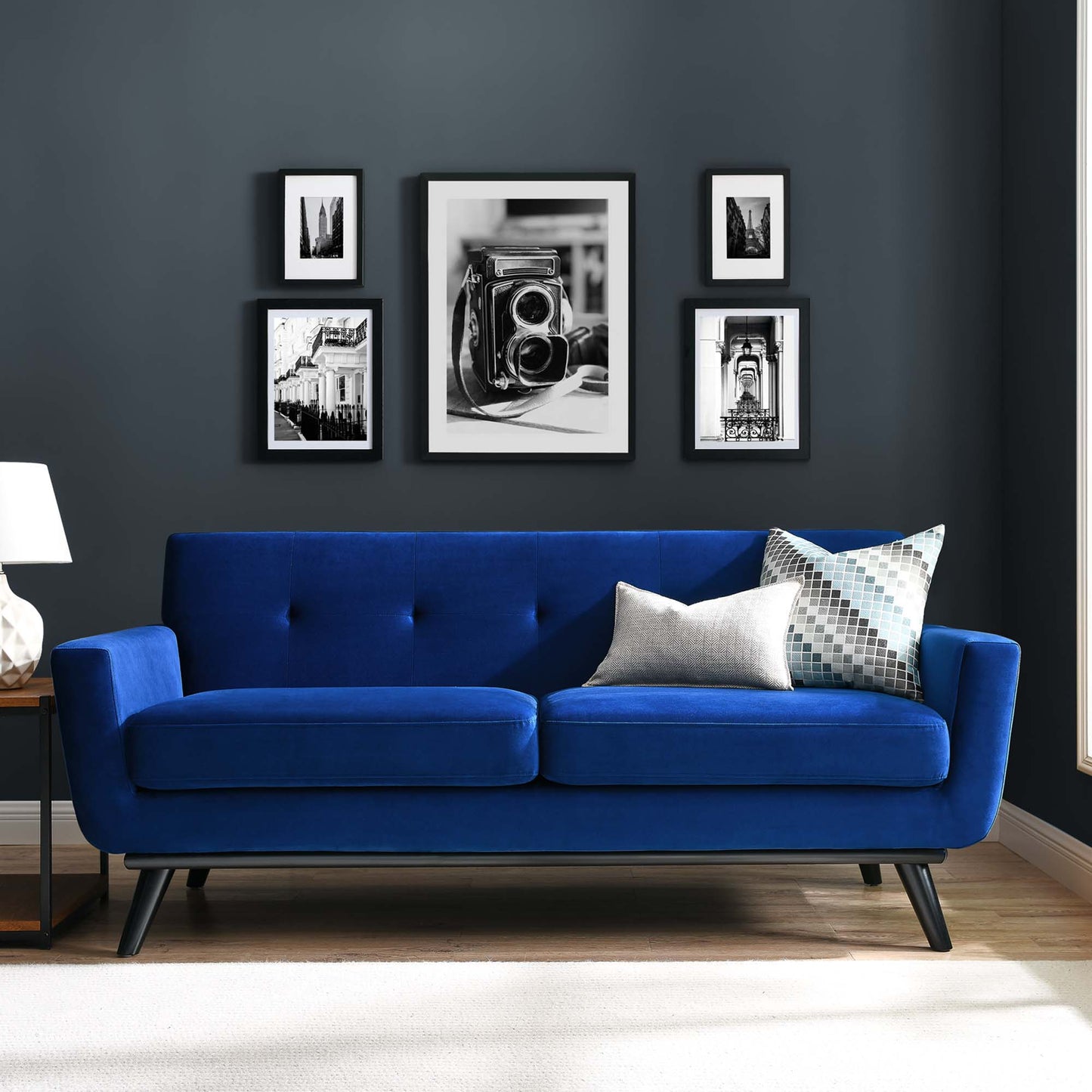 Modway Outlet Engage Performance Velvet Loveseat by Modway Living Room Furniture Navy - EEI-5599-NAV