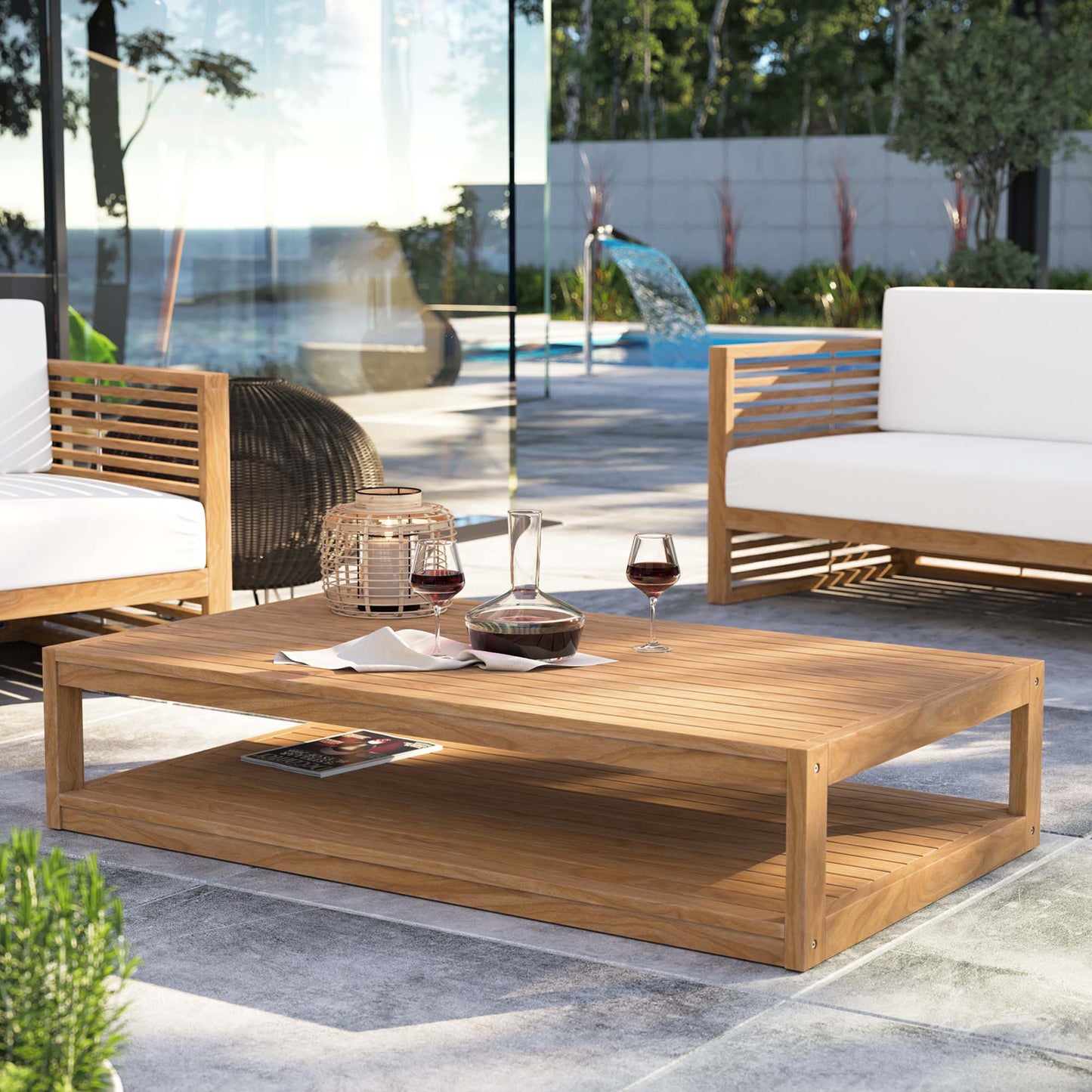 Modway - Carlsbad Teak Wood Outdoor Patio Coffee Table by Modway Outdoor Furniture Bar and Dining Brown - EEI-5608-NAT