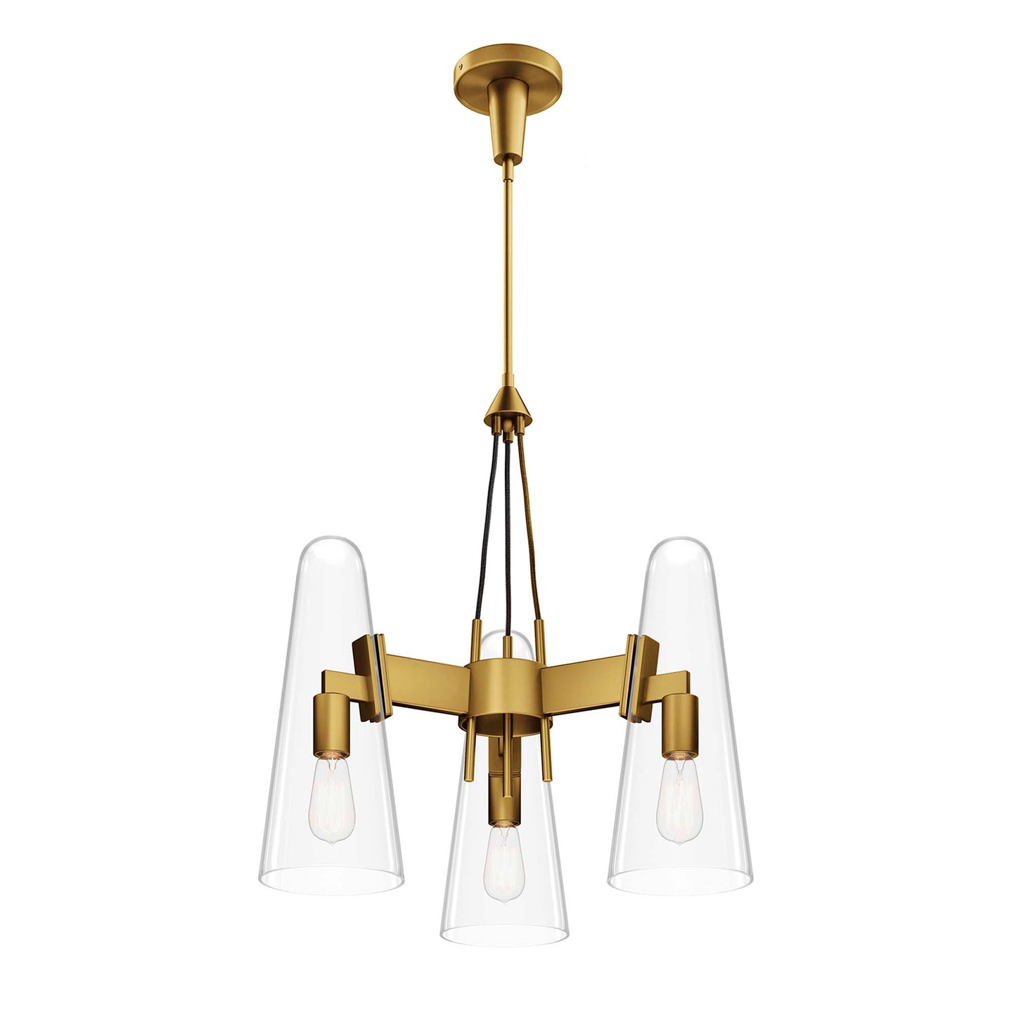 Modway Outlet Beacon 3-Light Pendant Light by Modway Lighting Lighting Clear Satin Brass - EEI-5647-CLR-SBR