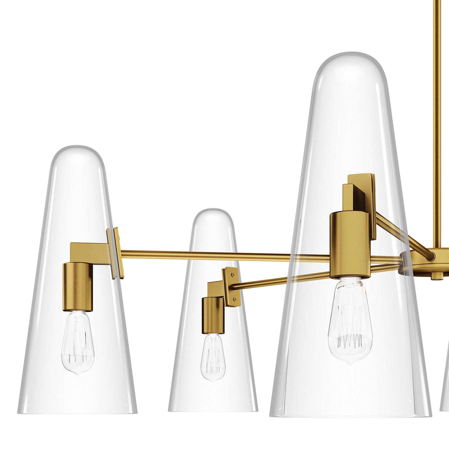 Modway Outlet Beacon 6-Light Chandelier by Modway Lighting Lighting Clear Satin Brass - EEI-5648-CLR-SBR