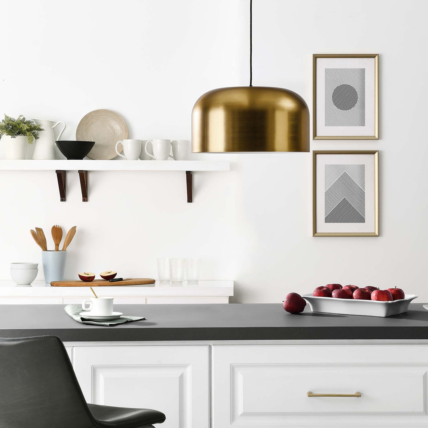 Modway Outlet Avenue 1-Light Pendant Light by Modway Lighting Lighting Satin Brass - EEI-5665-SBR