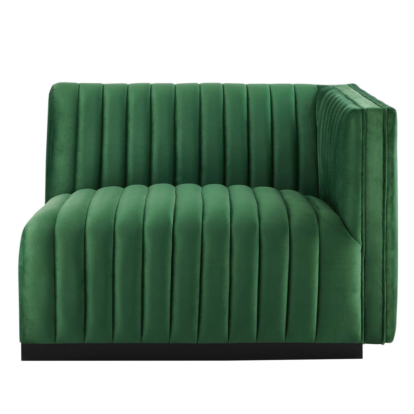 Modway Outlet Conjure Channel Tufted Performance Velvet Loveseat by Modway Living Room Furniture Black Emerald - EEI-5764-BLK-EME