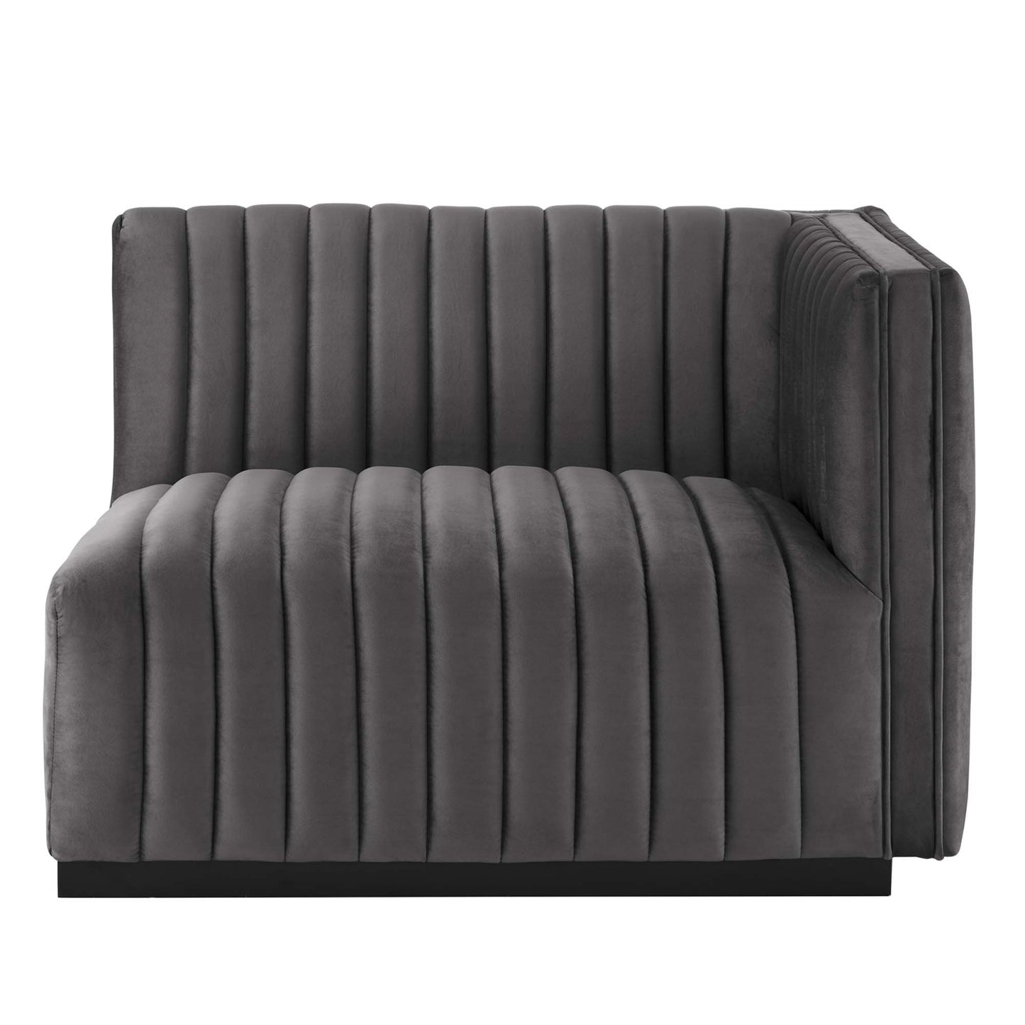 Modway Outlet Conjure Channel Tufted Performance Velvet Loveseat by Modway Living Room Furniture Black Gray - EEI-5764-BLK-GRY