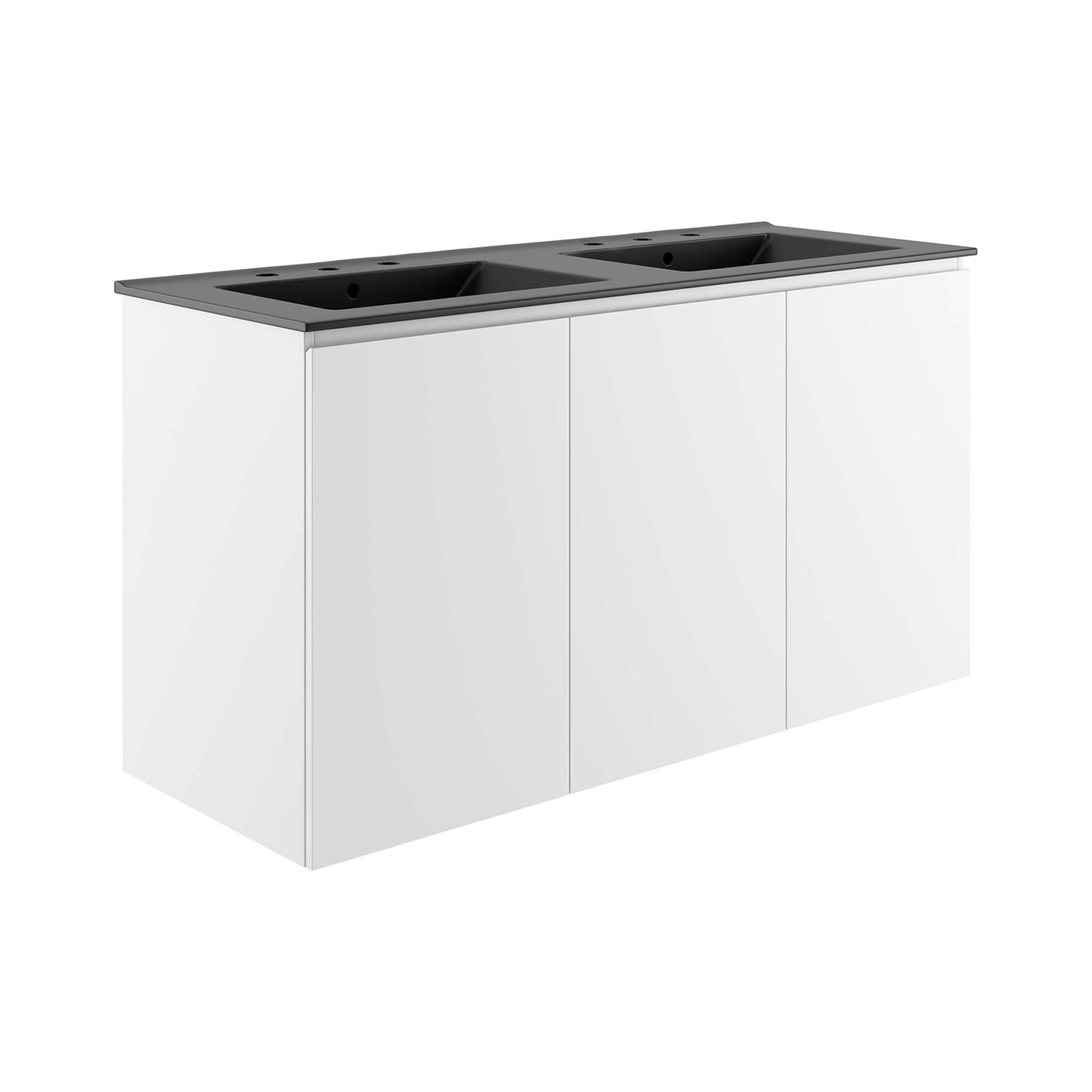 Modway Outlet Bryn 48" Wall-Mount Double Sink Bathroom Vanity by Modway Bathroom Furniture White Black - EEI-5781-WHI-BLK