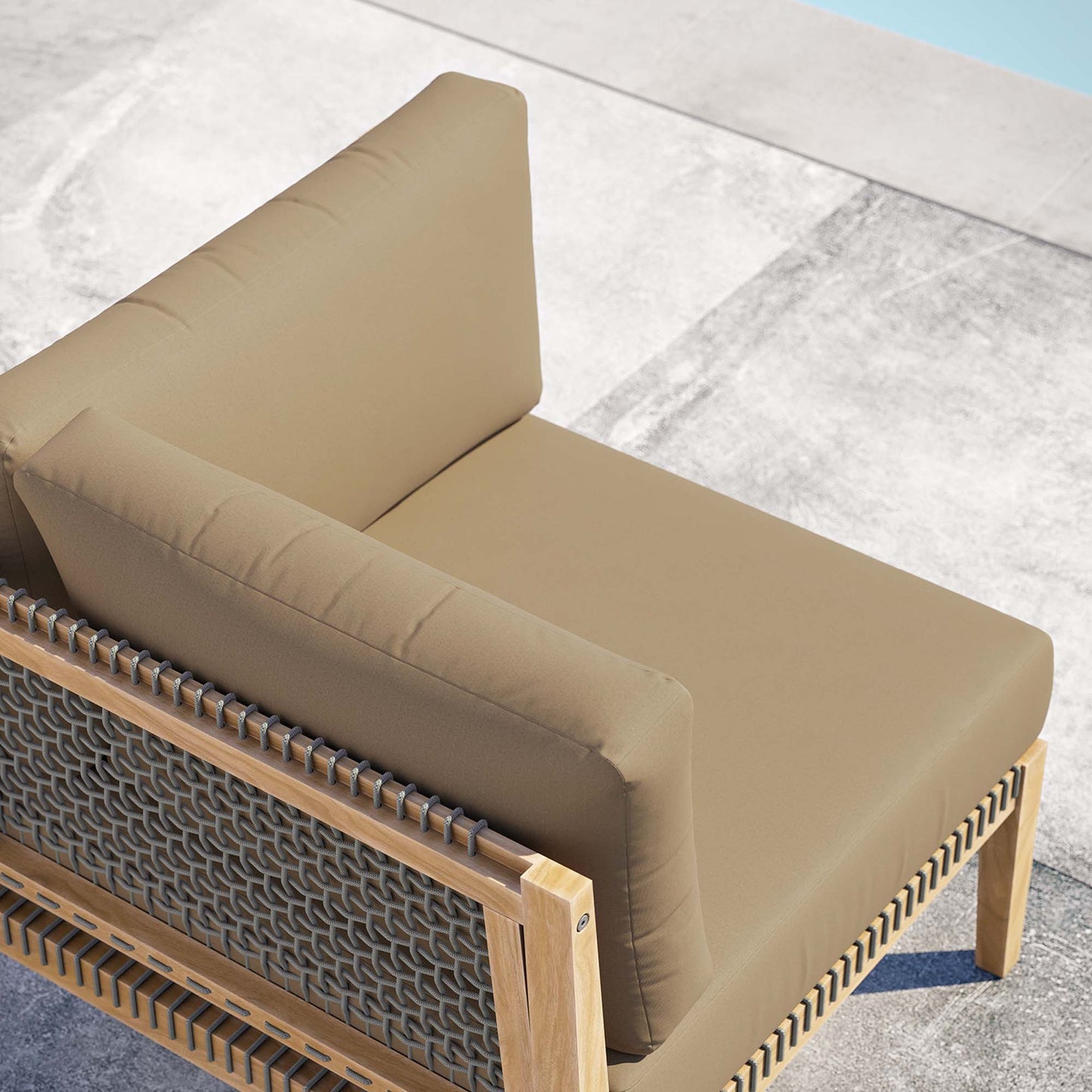 Modway - Clearwater Outdoor Patio Teak Wood Corner Chair by Modway Outdoor Furniture Sofa Sectionals Brown - EEI-5855-GRY-LBR