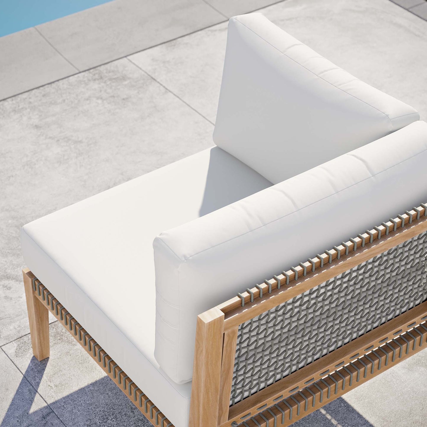 Modway - Clearwater Outdoor Patio Teak Wood Corner Chair by Modway Outdoor Furniture Sofa Sectionals White - EEI-5855-GRY-WHI