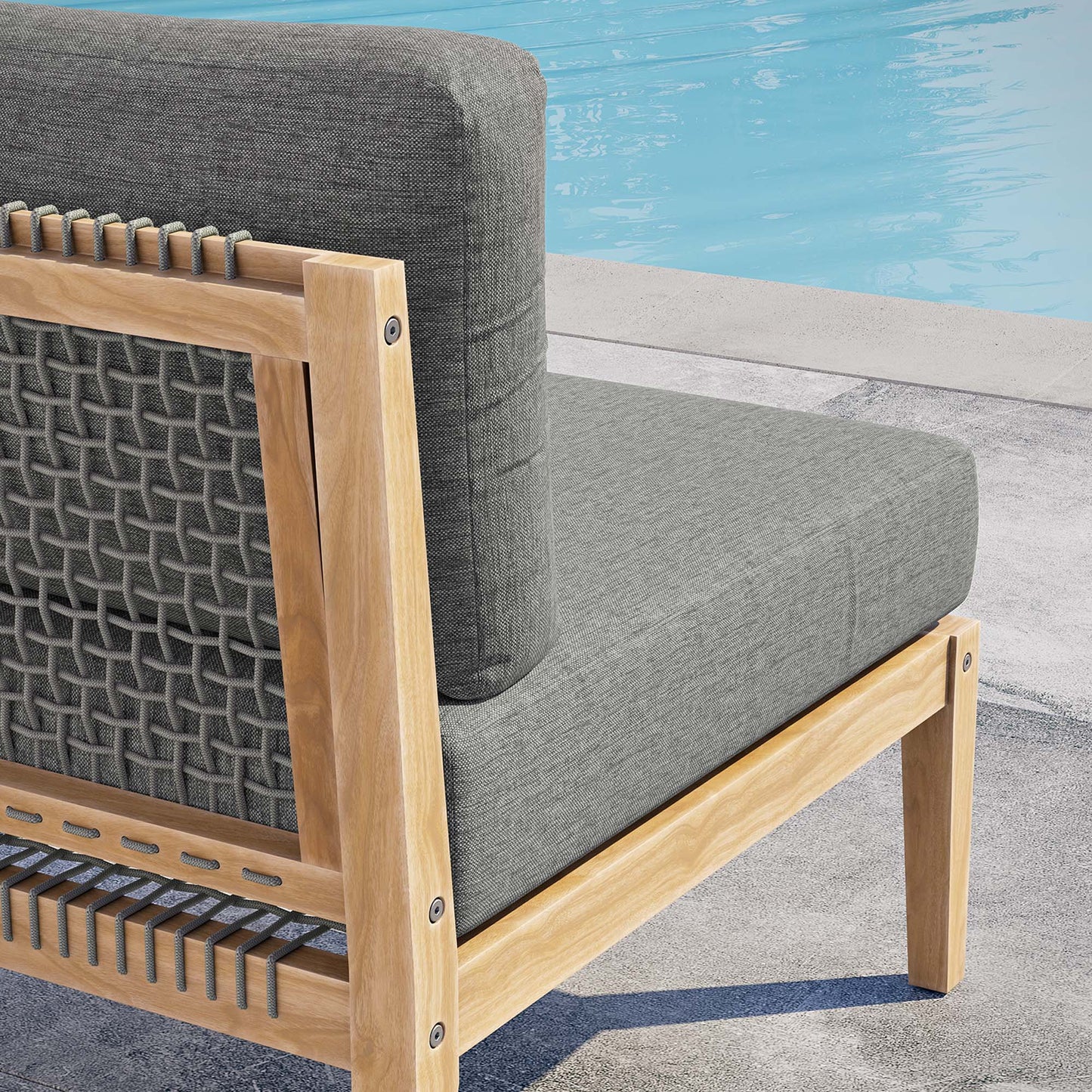 Modway - Clearwater Outdoor Patio Teak Wood Armless Chair by Modway Outdoor Furniture Sofa Sectionals Gray - EEI-5856-GRY-GPH