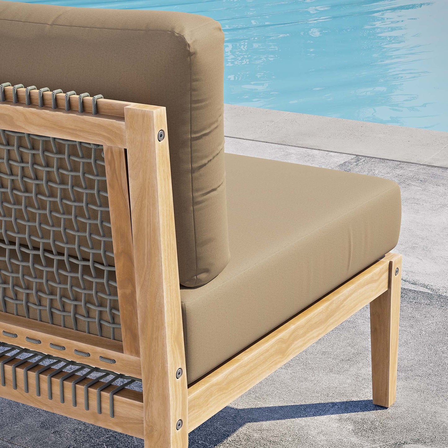 Modway - Clearwater Outdoor Patio Teak Wood Armless Chair by Modway Outdoor Furniture Sofa Sectionals Brown - EEI-5856-GRY-LBR