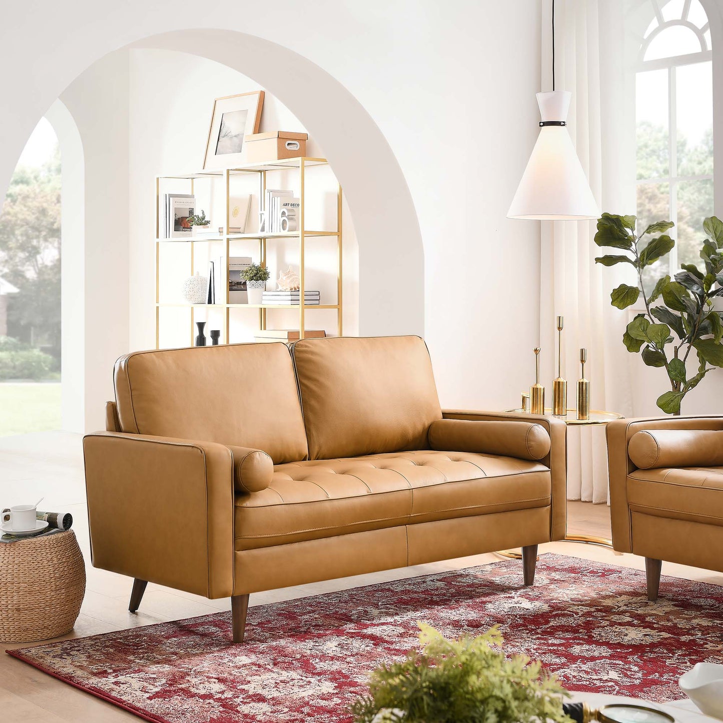 Modway Outlet Valour Leather Loveseat by Modway Living Room Furniture Tan - EEI-5870-TAN