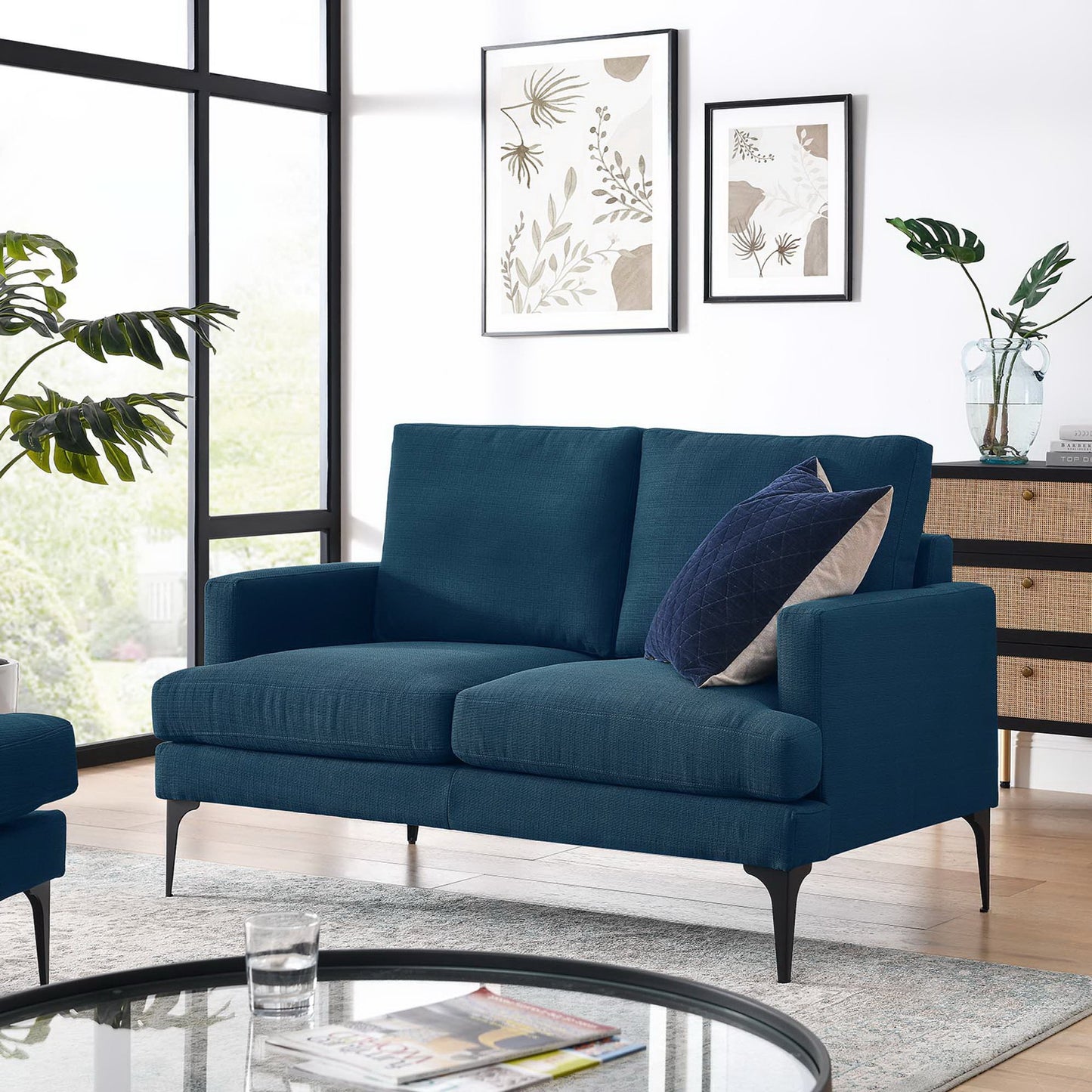 Modway Outlet Evermore Upholstered Fabric Loveseat by Modway Living Room Furniture Azure - EEI-6006-AZU