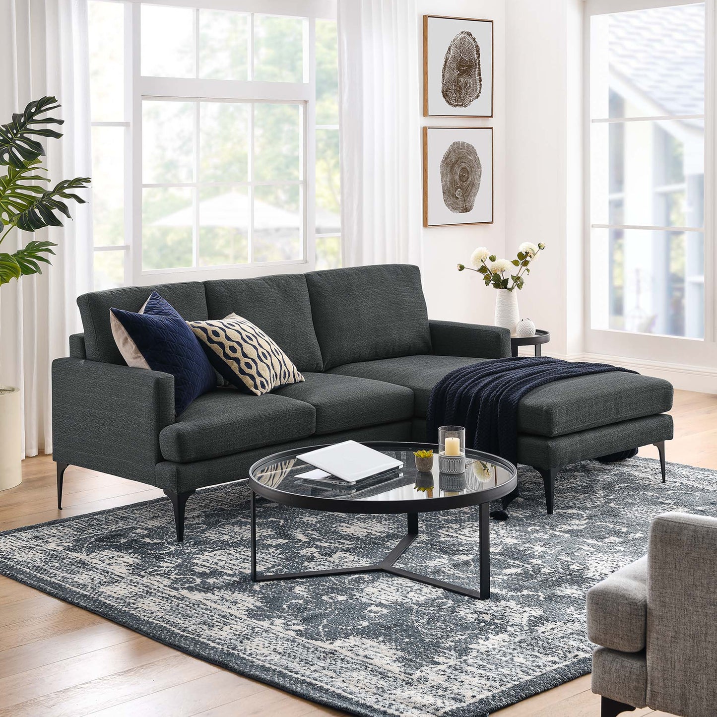 Modway Outlet Evermore Right-Facing Upholstered Fabric Sectional Sofa by Modway Living Room Furniture Gray - EEI-6012-DOR