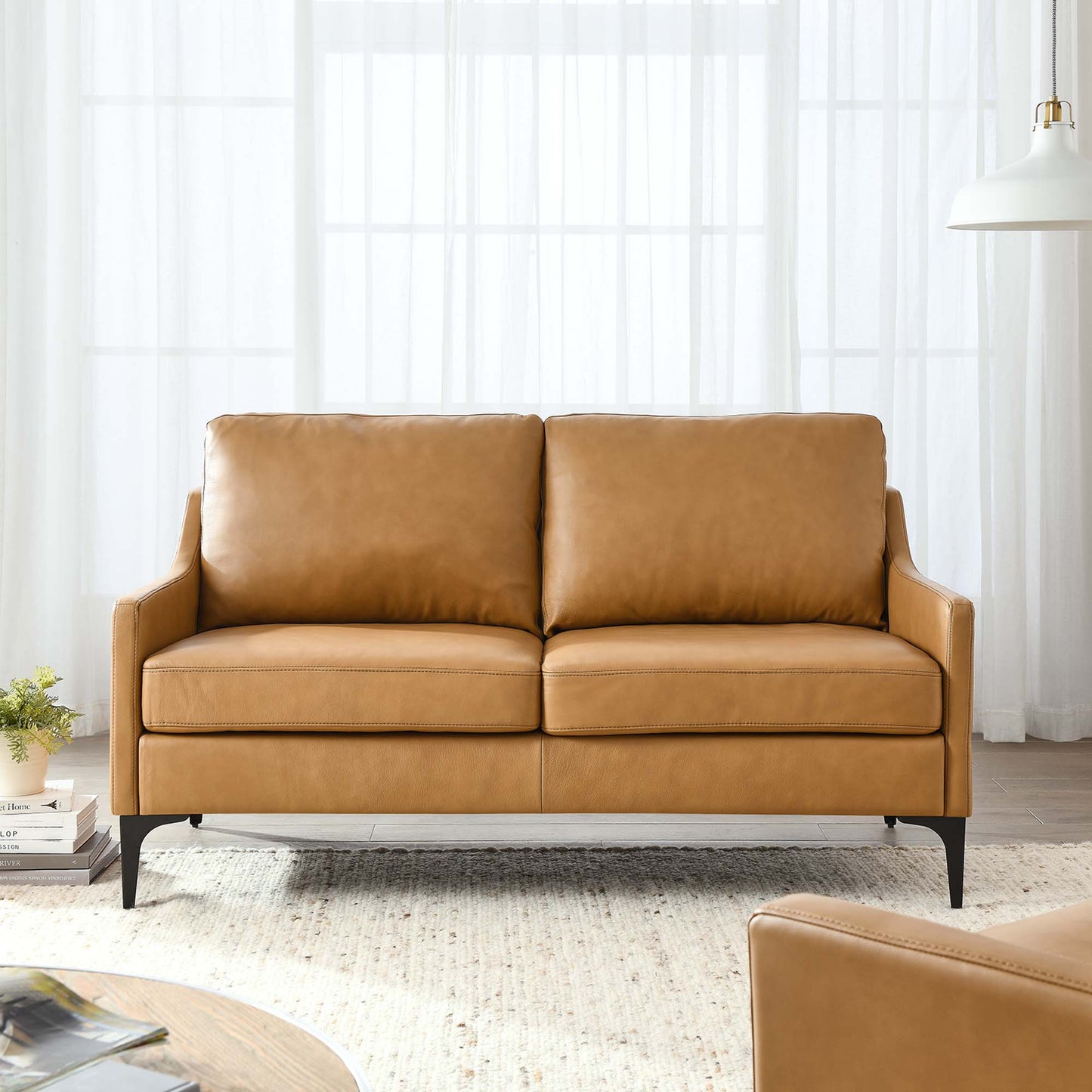 Modway - Corland Leather Loveseat by Modway Living Room Sofas and Armchairs Brown - EEI-6020-TAN