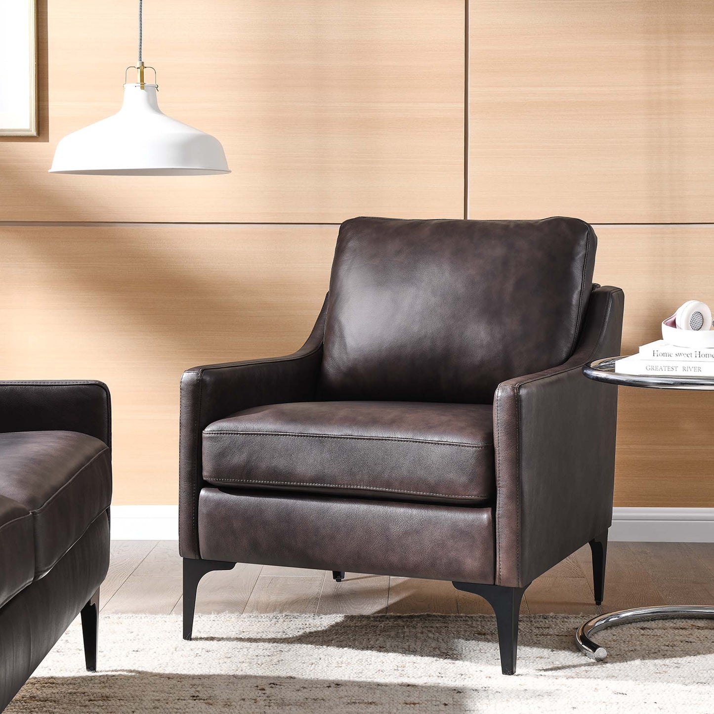 Modway - Corland Leather Armchair by Modway Living Room Sofas and Armchairs Brown - EEI-6022-BRN