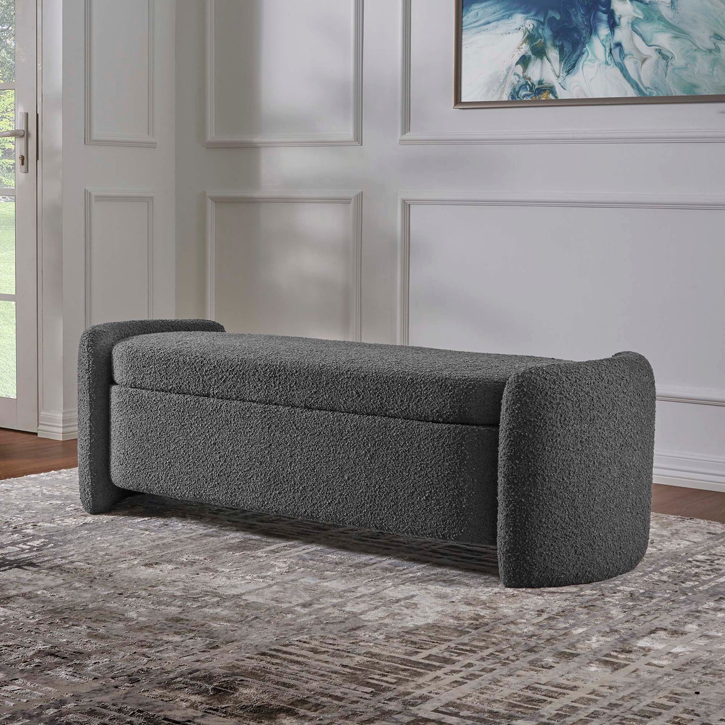 Modway Outlet Nebula Boucle Upholstered Bench by Modway Living Room Furniture Charcoal - EEI-6056-CHA