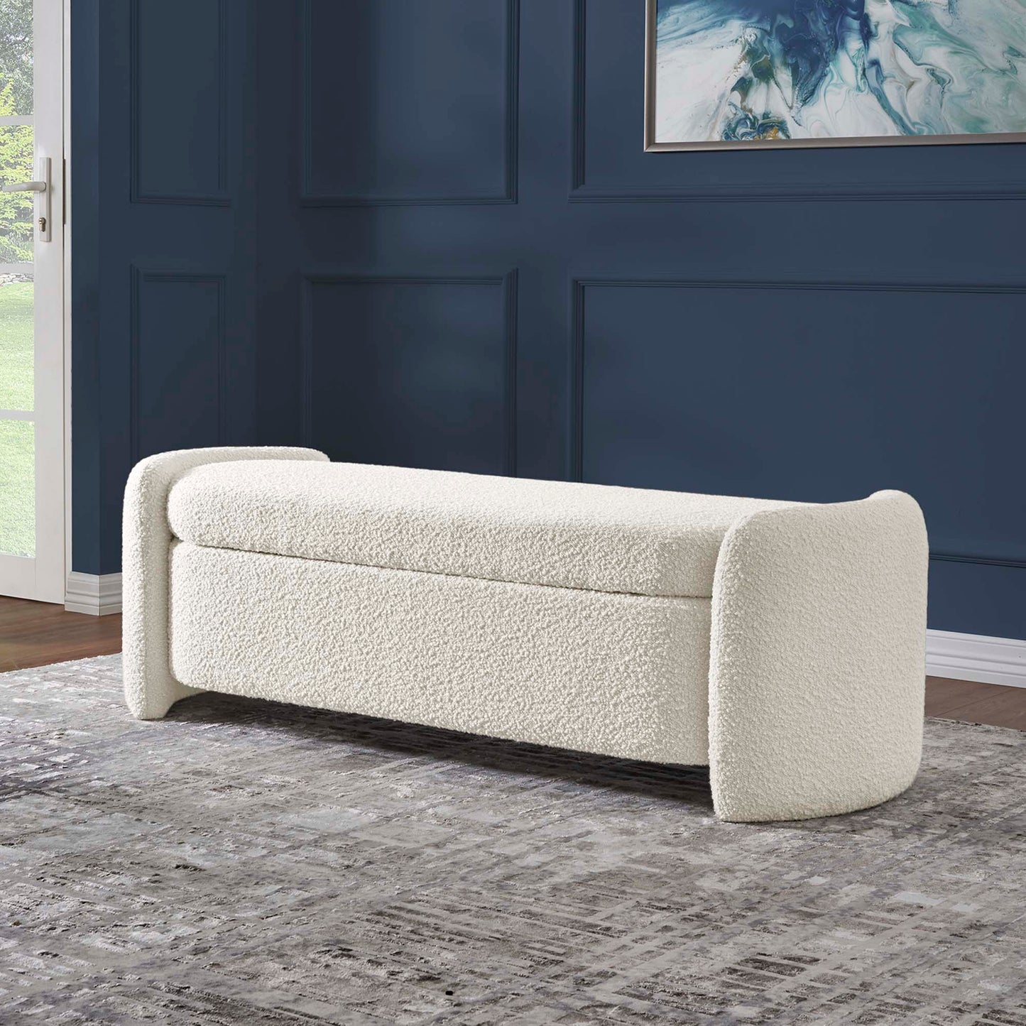 Modway - Nebula Boucle Upholstered Bench by Modway Living Room Benches and Stools White - EEI-6056-IVO