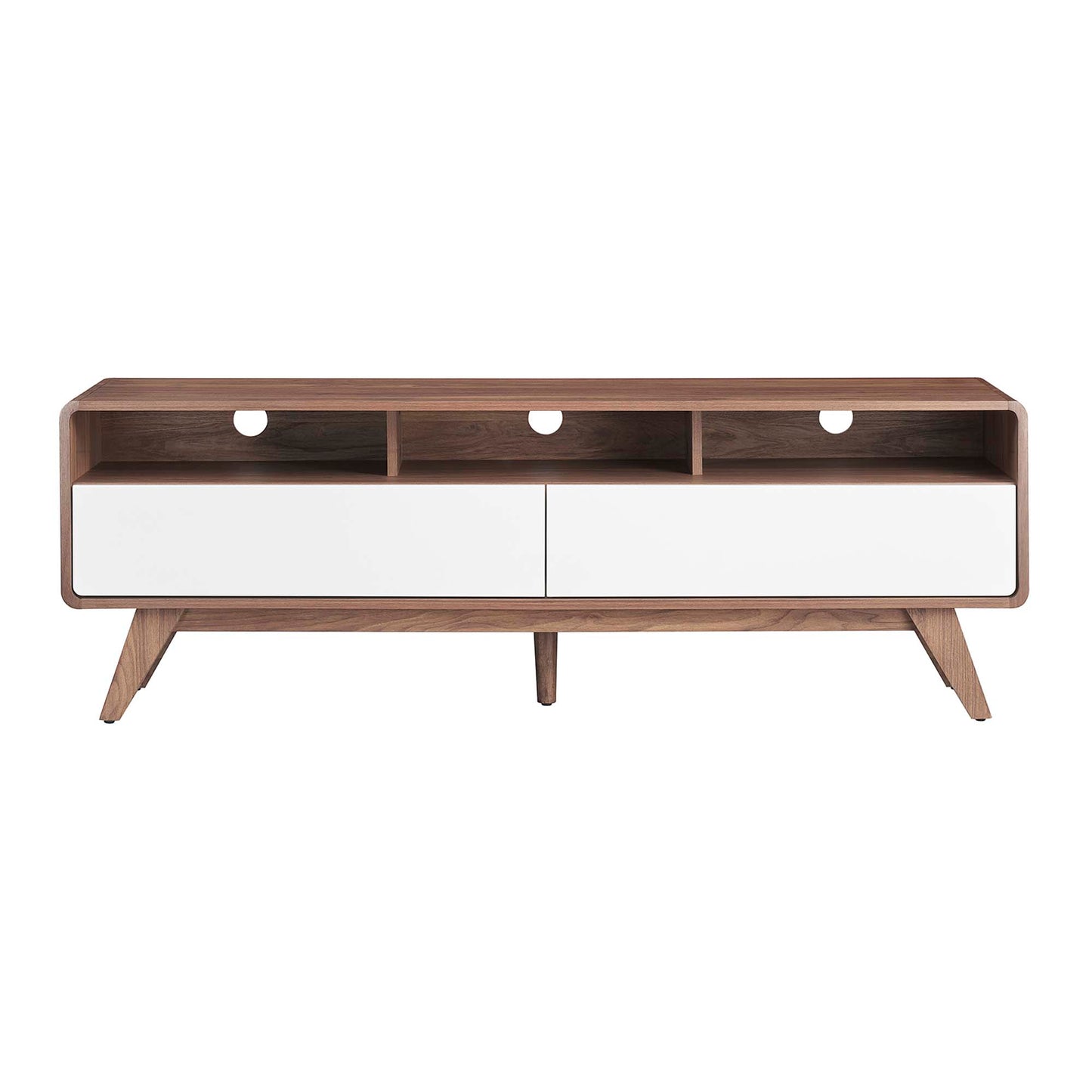 Modway Outlet Transmit 60" TV Stand by Modway Living Room Furniture Walnut White - EEI-6231-WAL-WHI
