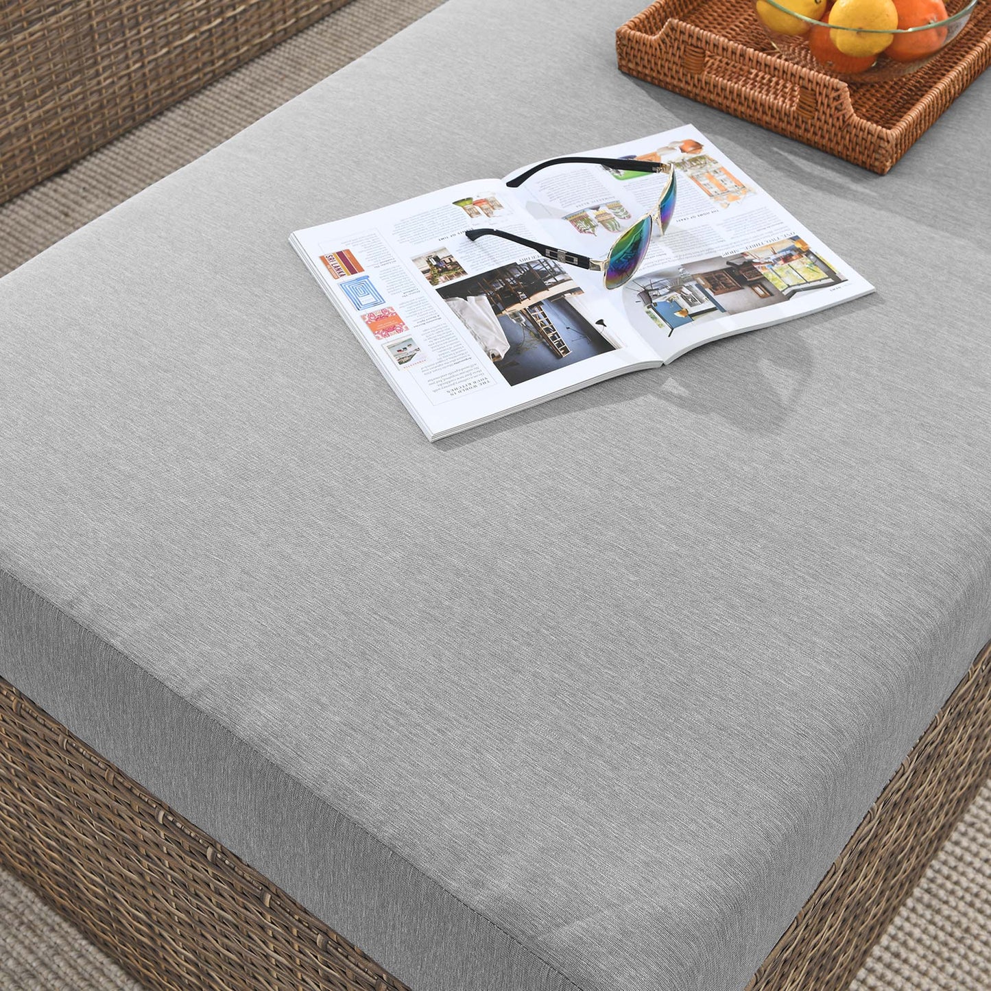 Modway Outlet Convene Outdoor Patio Rectangle Ottoman by Modway Outdoor Furniture Furniture Cappuccino Gray - EEI-6248-CAP-GRY