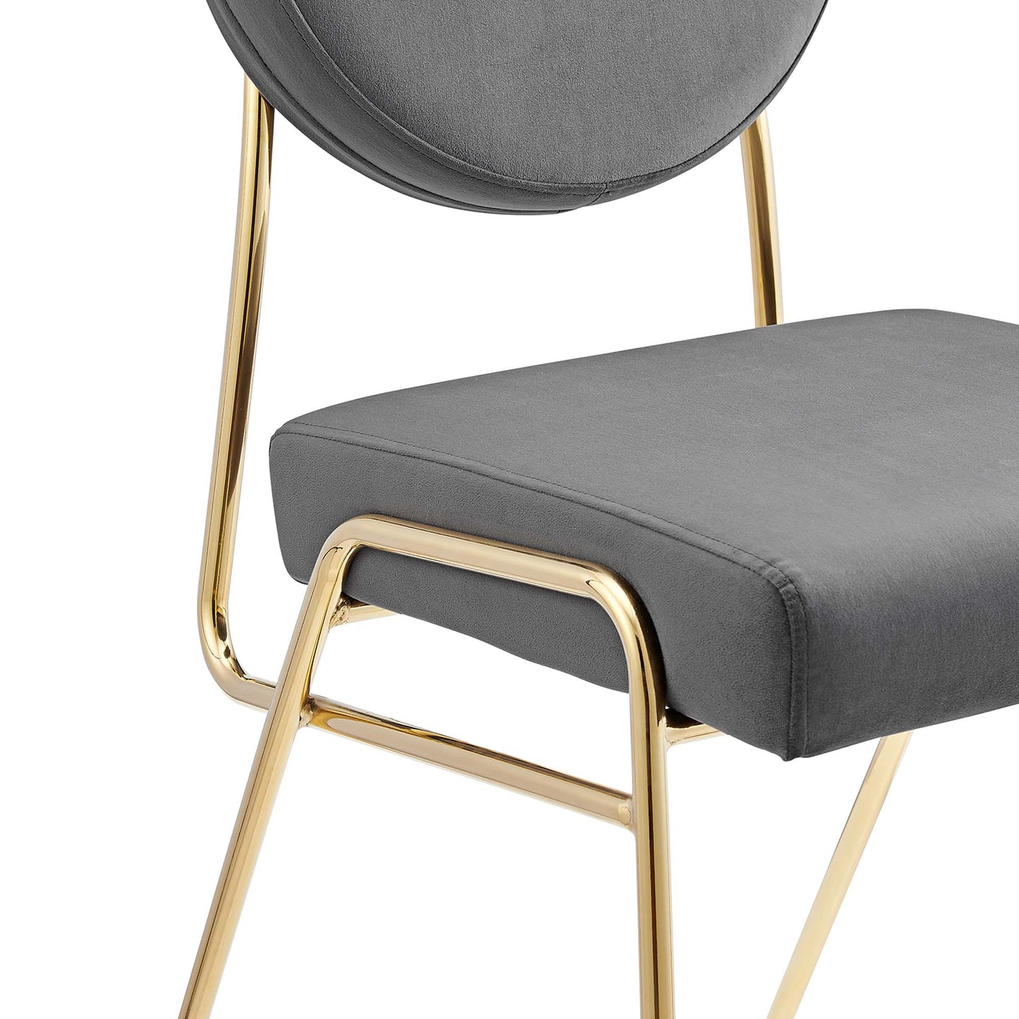 Modway Outlet Craft Performance Velvet Dining Side Chair by Modway Bar and Dining Furniture Gold Gray - EEI-6252-GLD-GRY