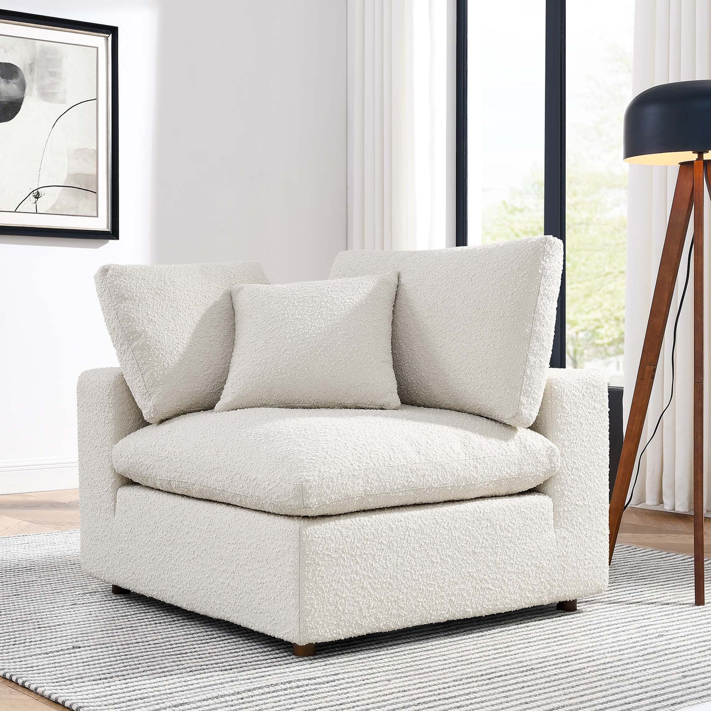 Modway - Commix Down Filled Overstuffed Boucle Fabric Corner Chair by Modway Living Room Sofas and Armchairs White - EEI-6259-IVO